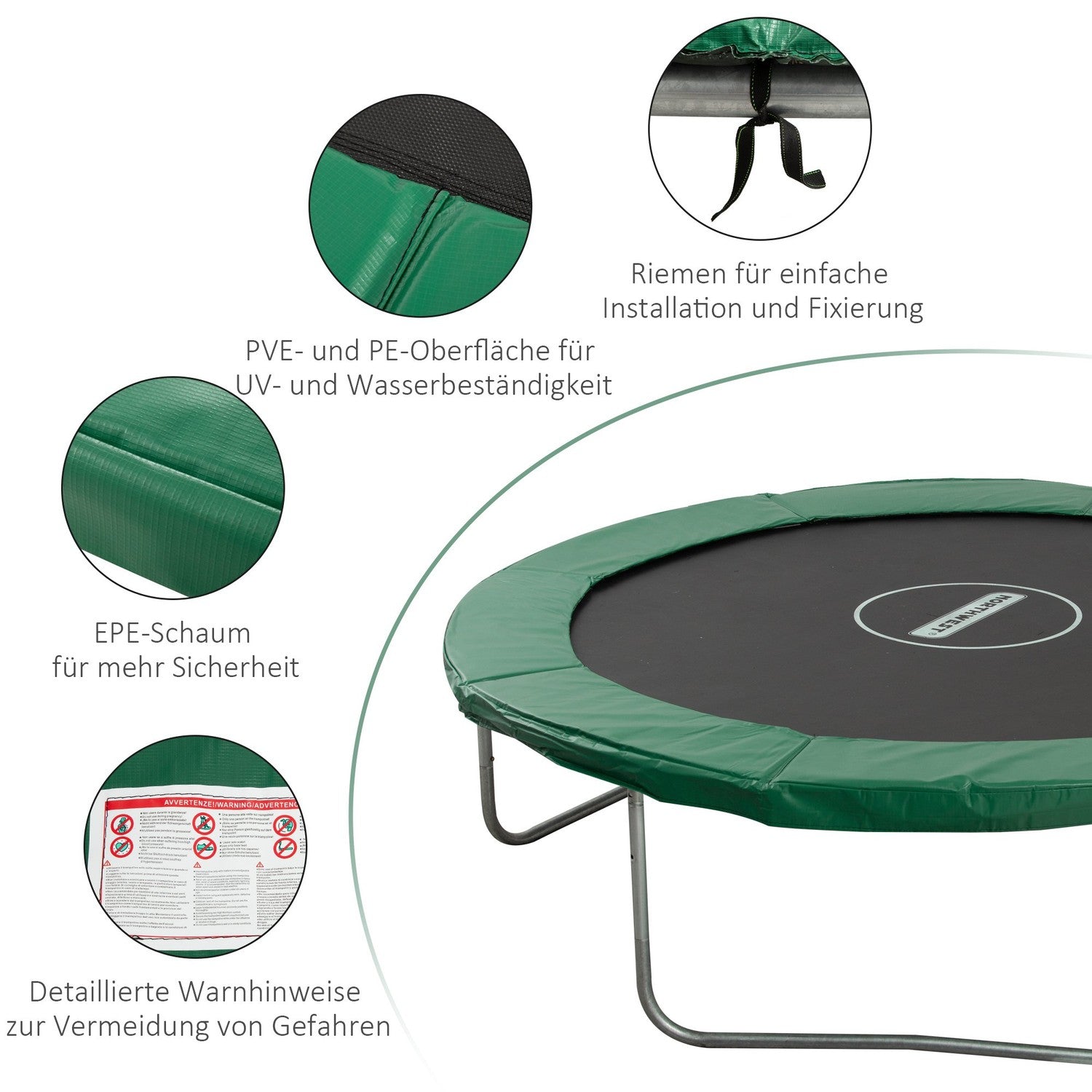 Trampoline randbescherming, 244 Cm, weerbestendig groen PVC