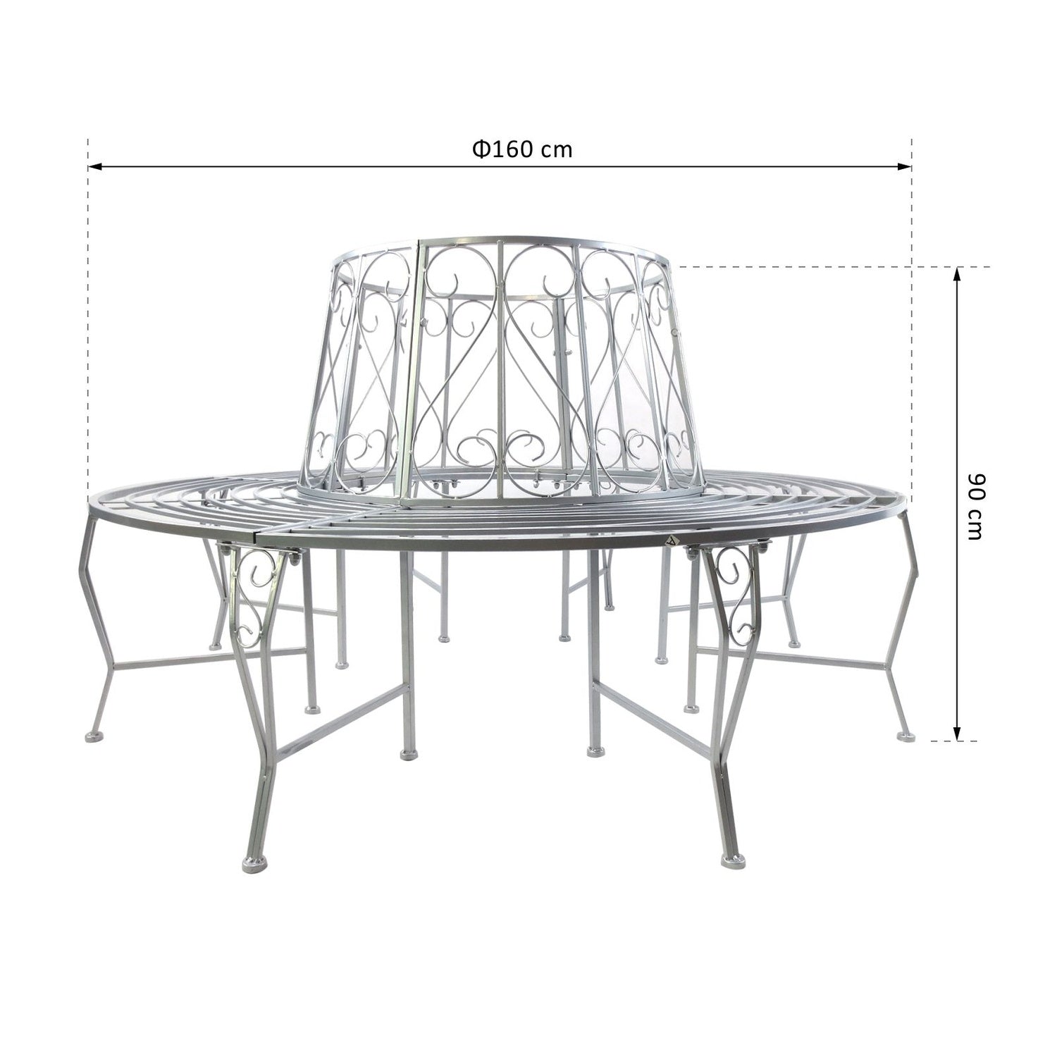 Metalen tuinbank 360°, rond 160 cm