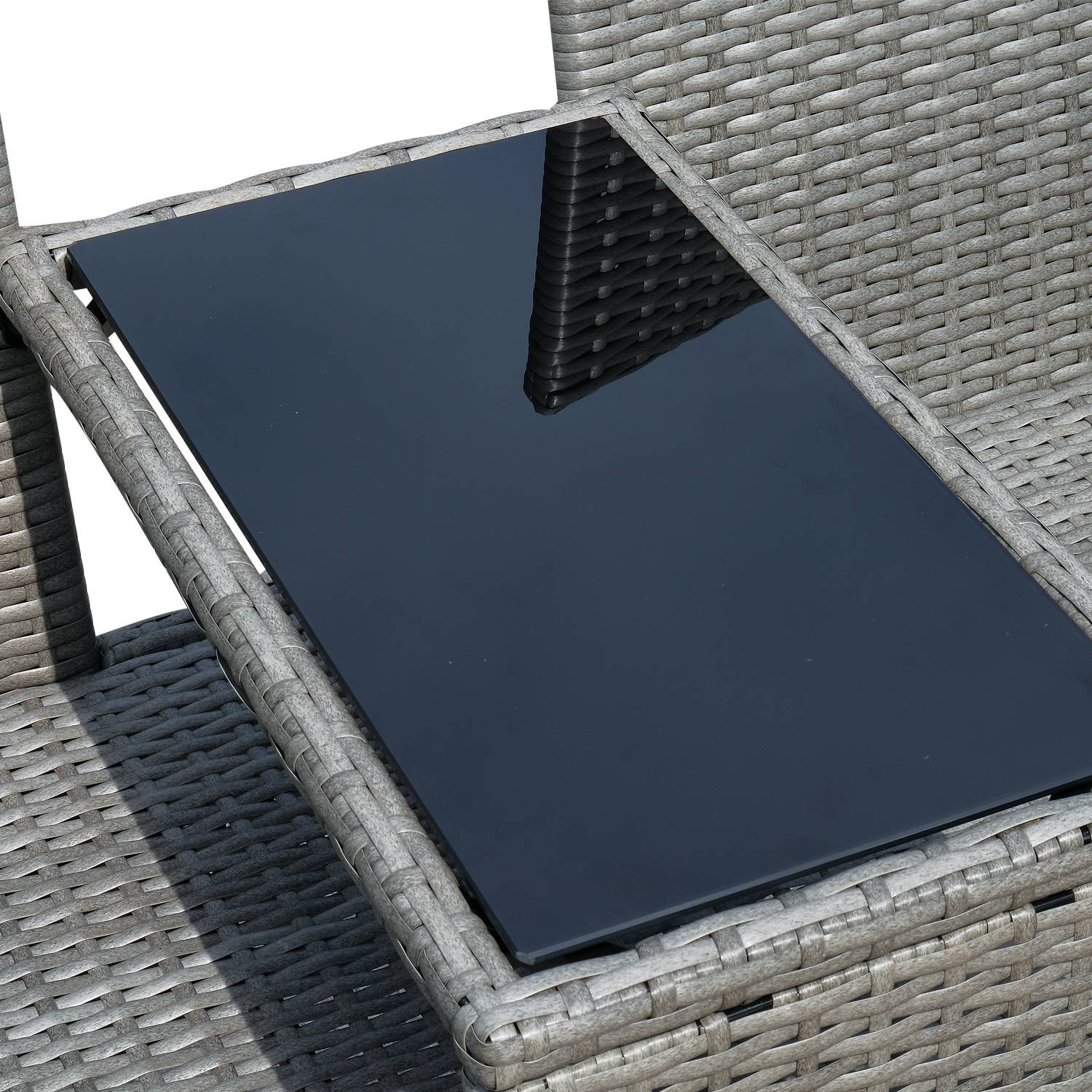 Twee persoons tuinbank met tafel, polyrattan, grijs