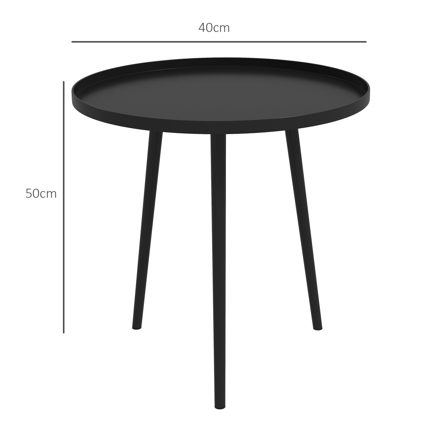 Tuin bijzettafel in zwart staal – 40 x 40 x 50 cm