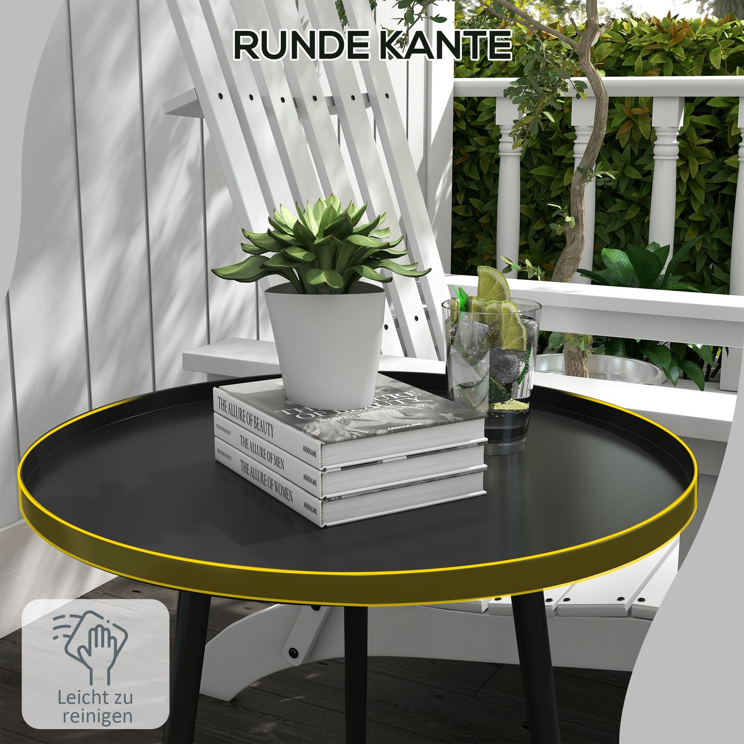 Tuin bijzettafel in zwart staal – 40 x 40 x 50 cm
