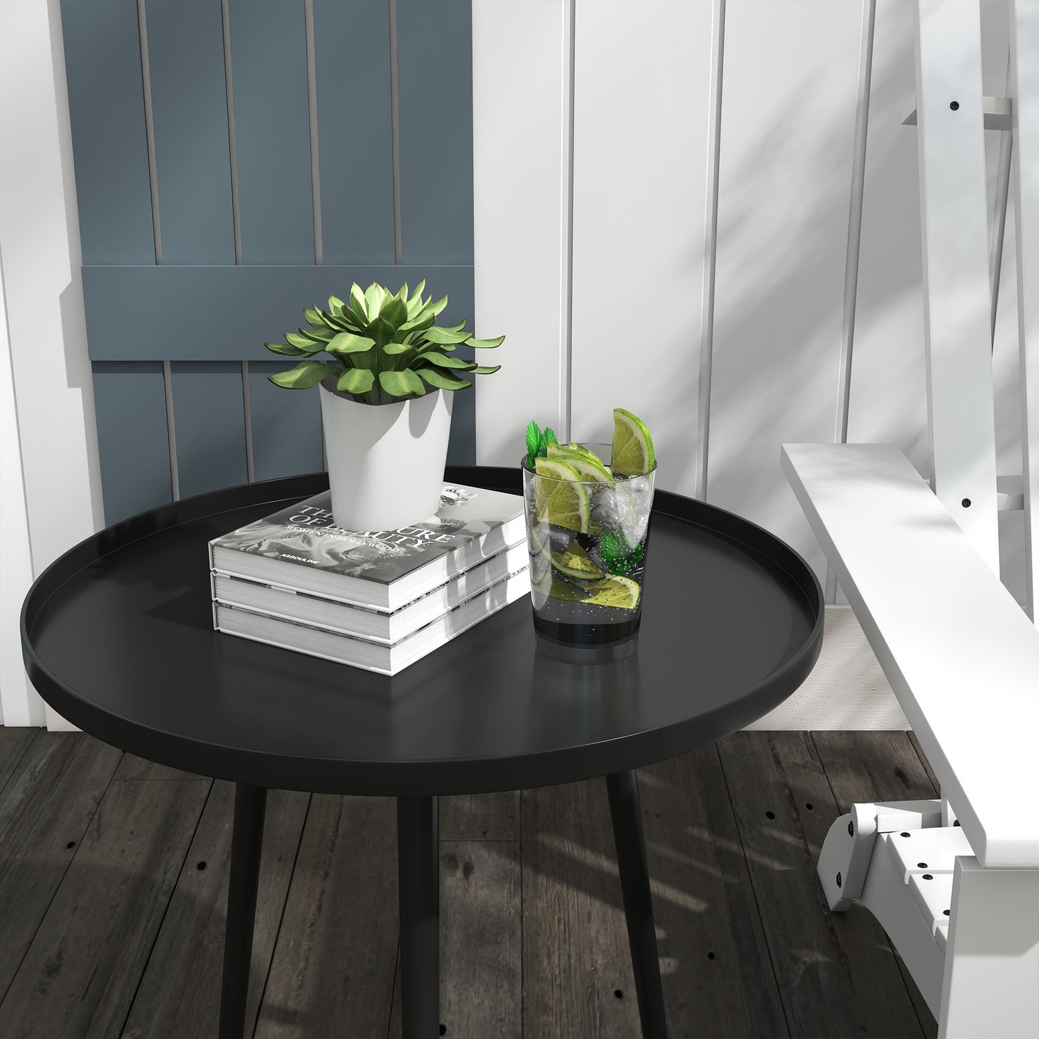 Tuin bijzettafel in zwart staal – 40 x 40 x 50 cm