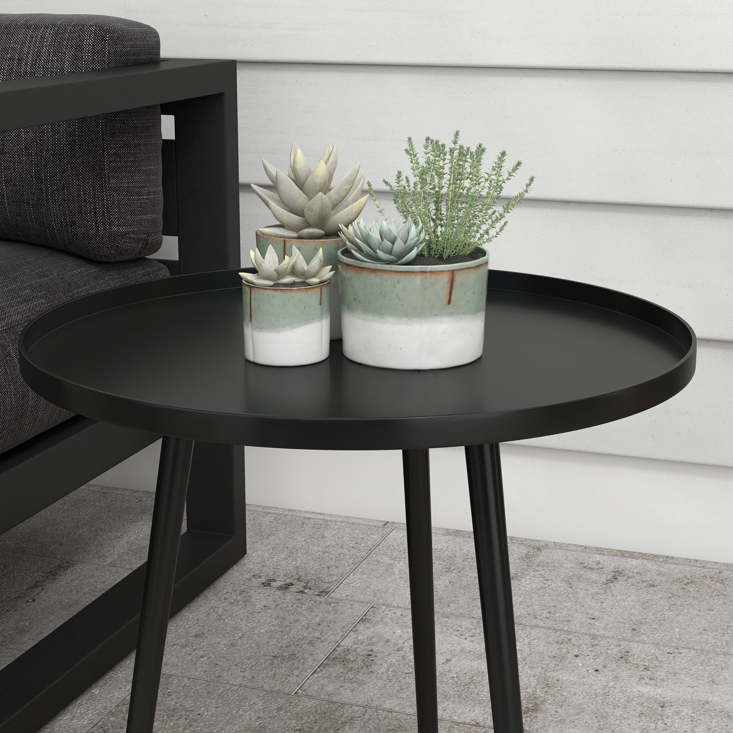 Tuin bijzettafel in zwart staal – 40 x 40 x 50 cm