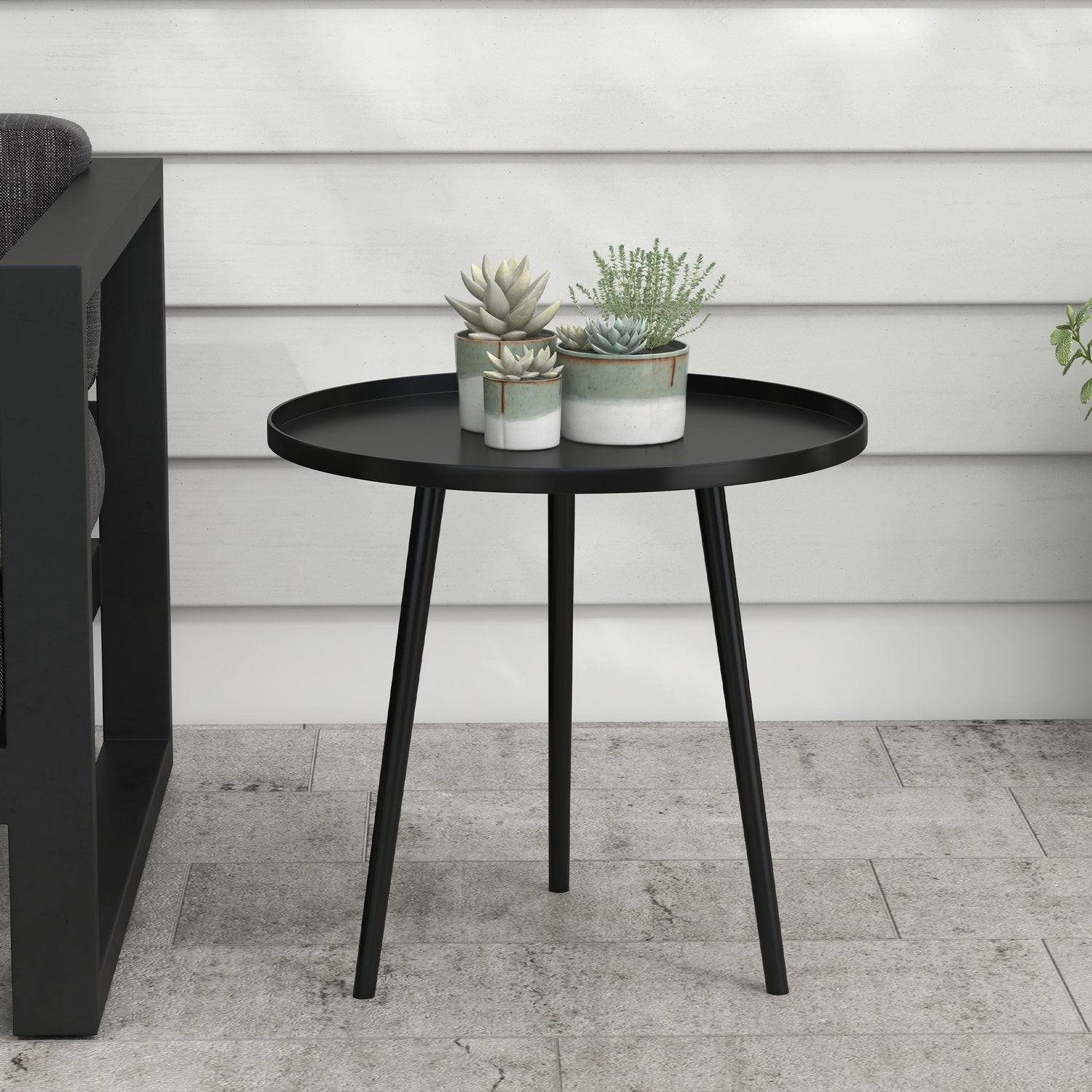 Tuin bijzettafel in zwart staal – 40 x 40 x 50 cm
