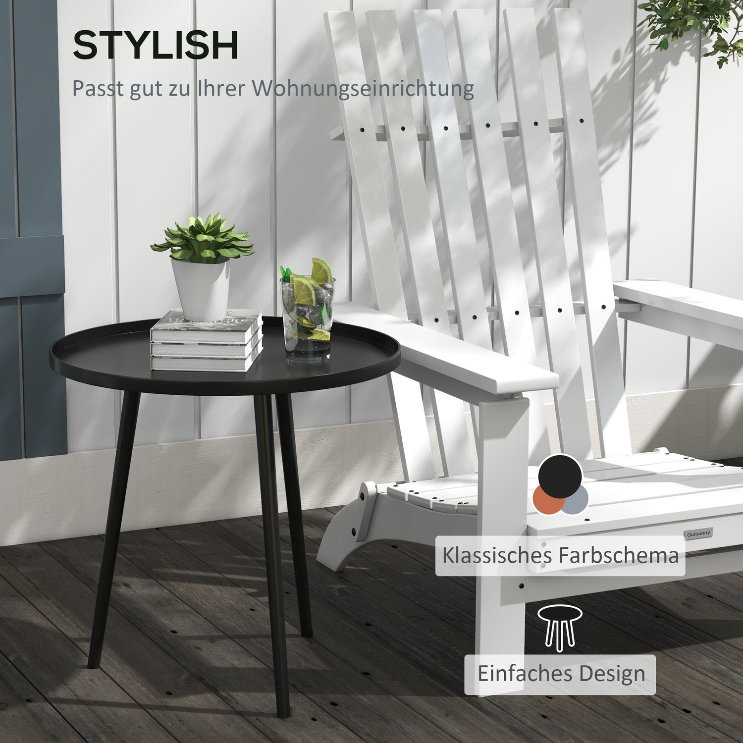 Tuin bijzettafel in zwart staal – 40 x 40 x 50 cm
