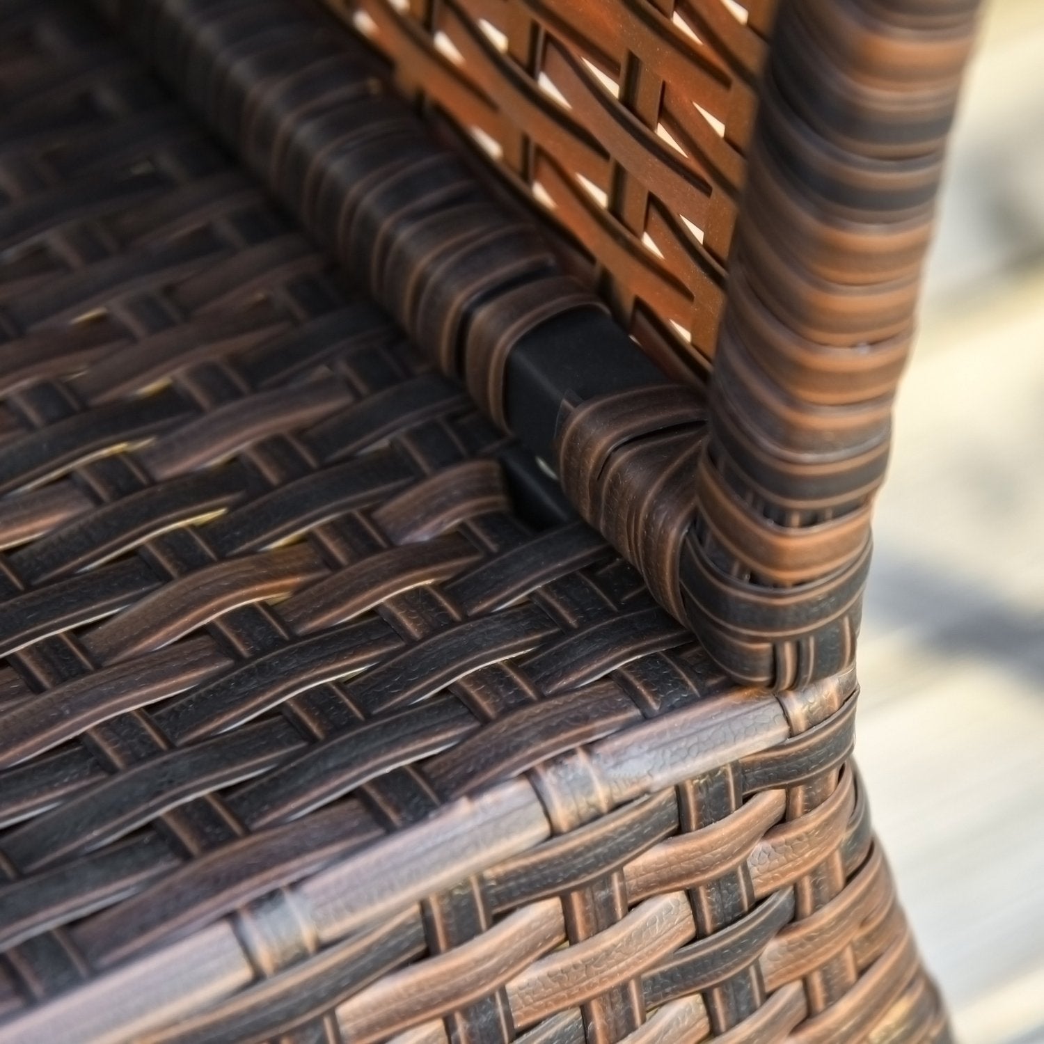 Tuintafel met parasolstandaard – Polyrattan, Bruin, 54x54x55 cm