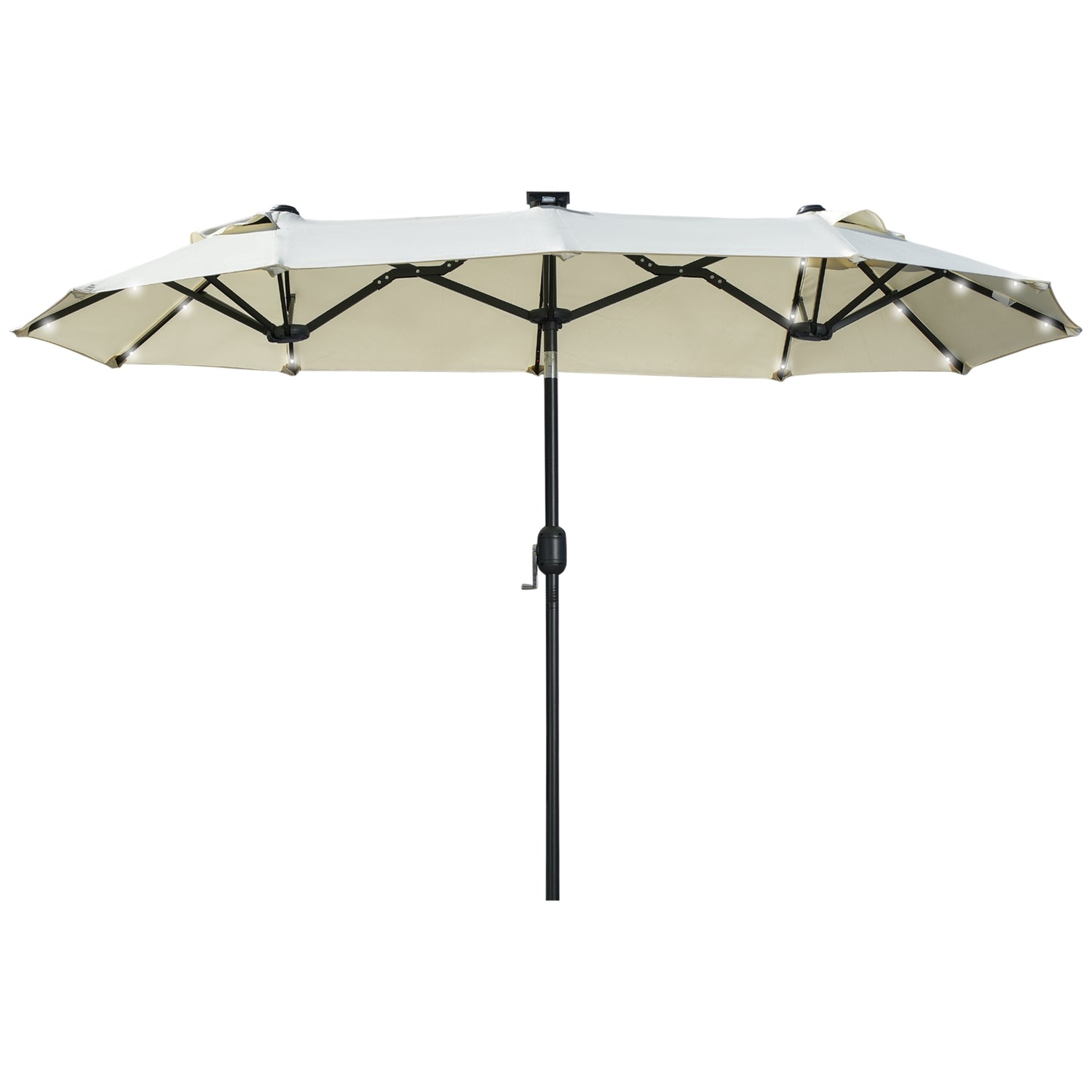 Dubbele tuinparasol met ledverlichting en verstelbare kantelfunctie, Beige
