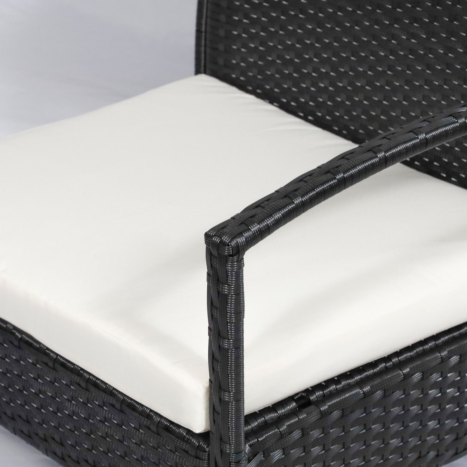 Polyrattan loungeset met kussens, zwart, 4 zitplaatsen