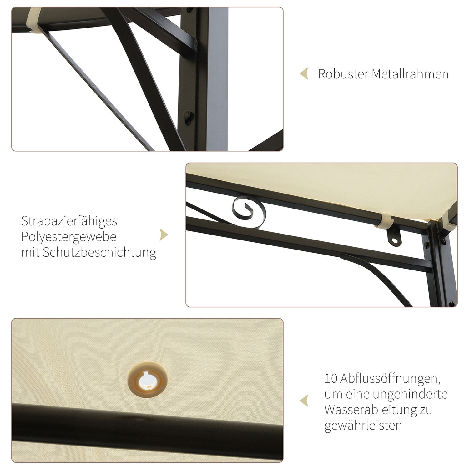 Trädgårdslusthus med UV-skydd, stål & polyester 3x2,5m