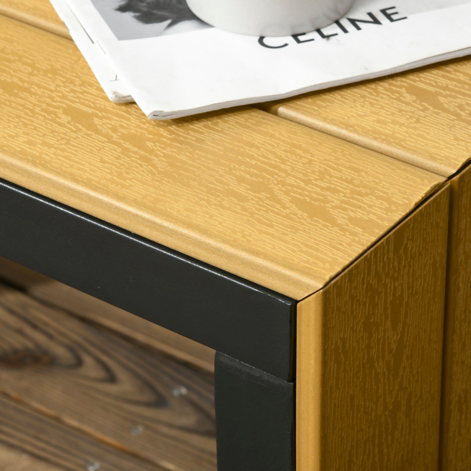 Tuingarnituur voor 3 personen, aluminium & houtlook, donkergrijs