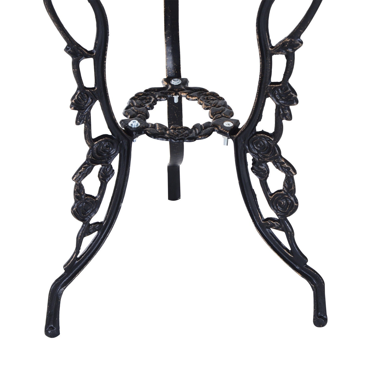 Tweedelige bronzen tuinset, tafel en stoelen