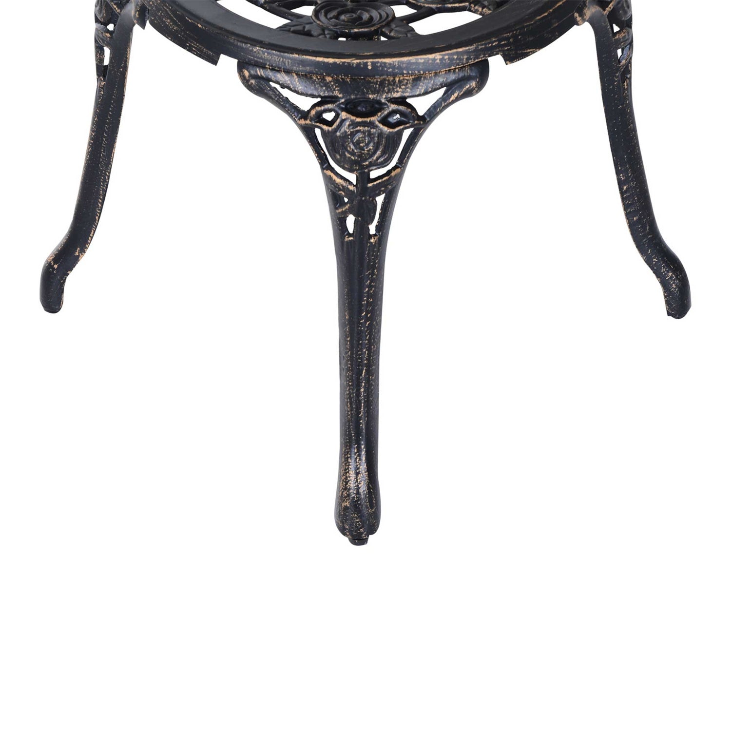 Tweedelige bronzen tuinset, tafel en stoelen
