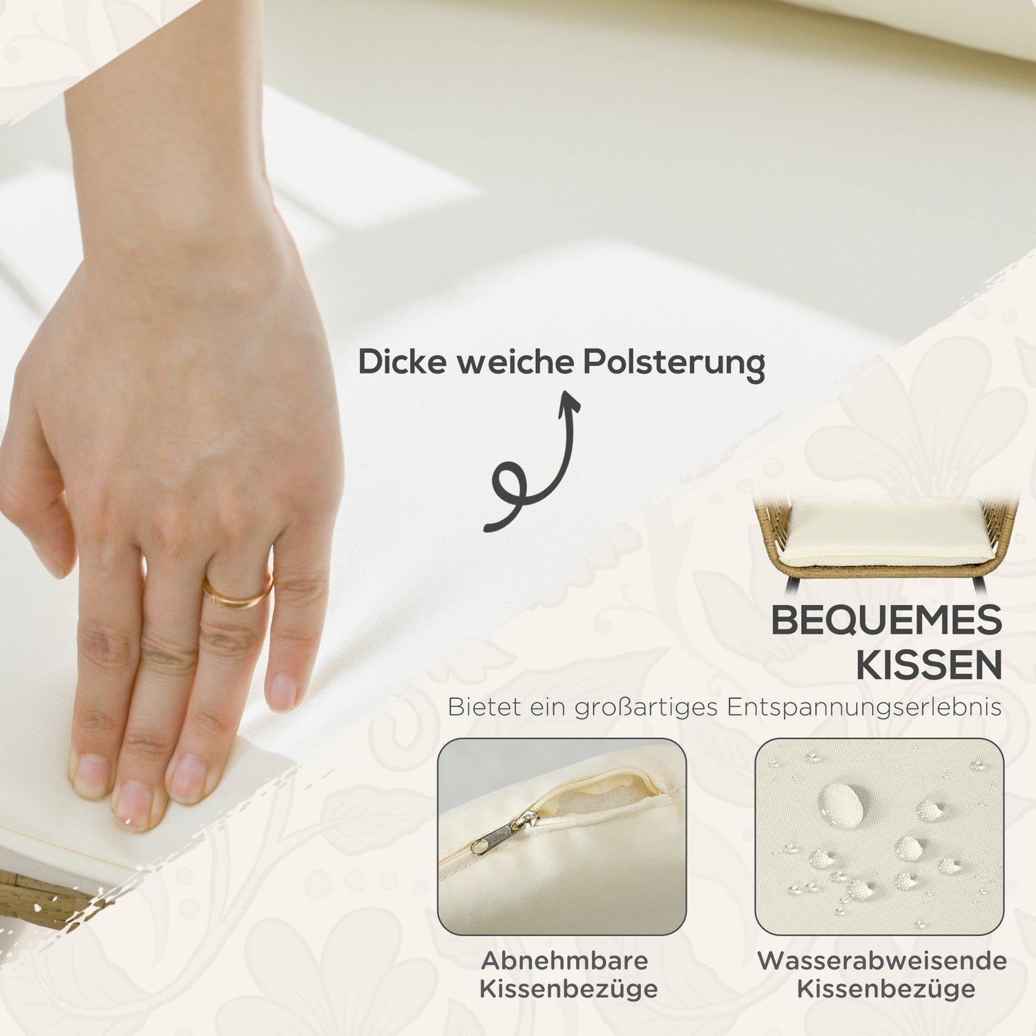 Rotan tuinmeubelen, gedempt, 5-delig beige