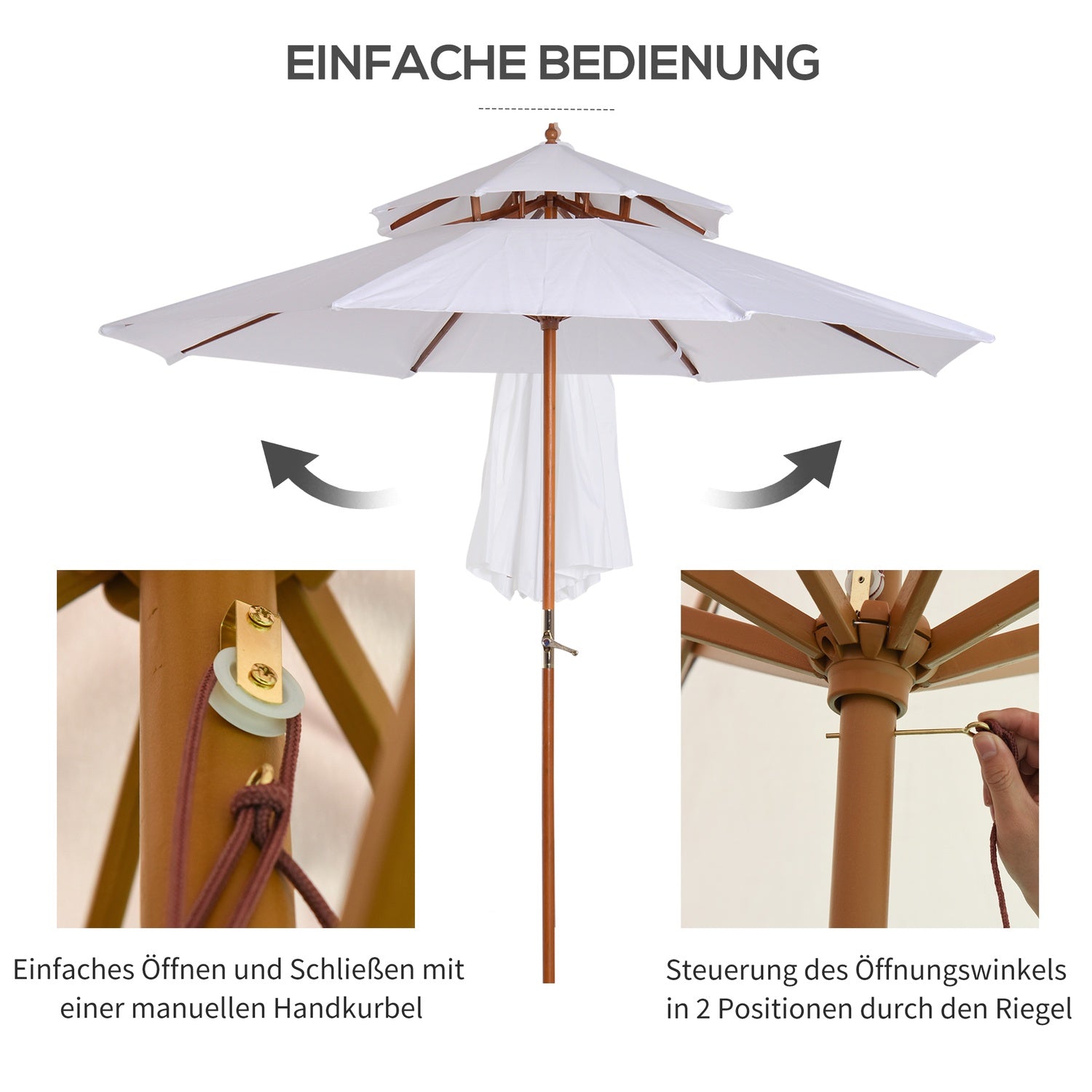 Tuinparasol, dubbel dak, crèmekleurig