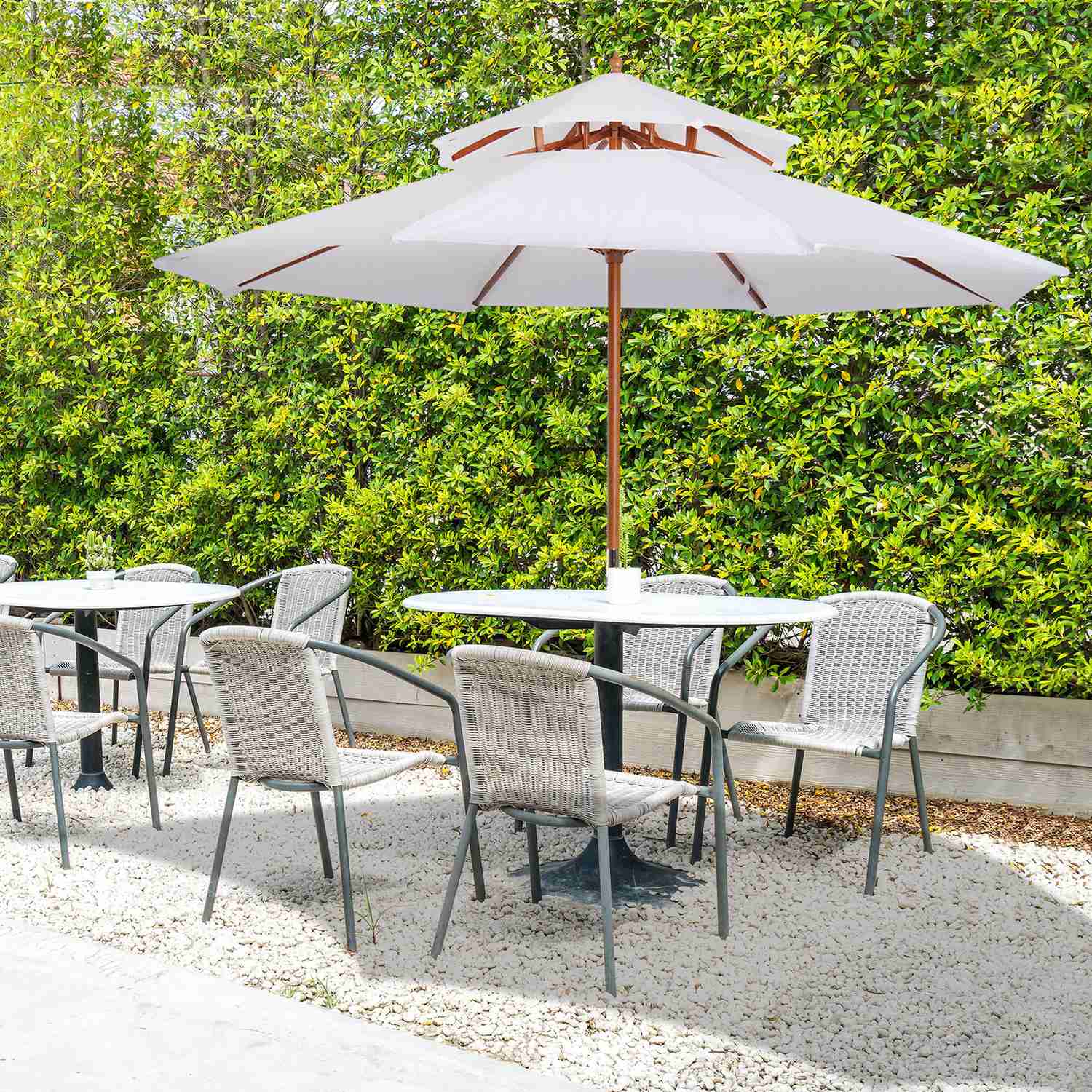 Tuinparasol, dubbel dak, crèmekleurig