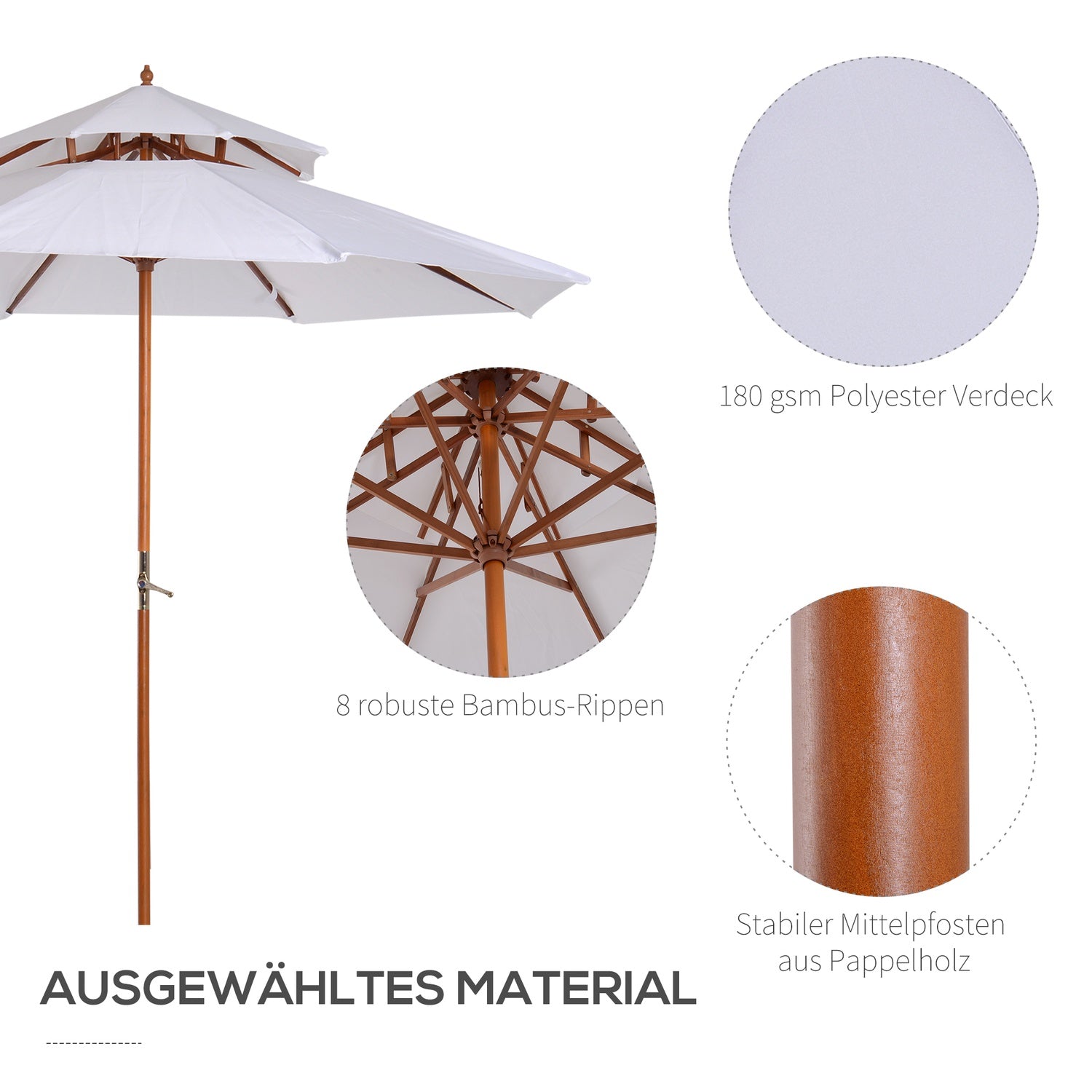 Tuinparasol, dubbel dak, crèmekleurig