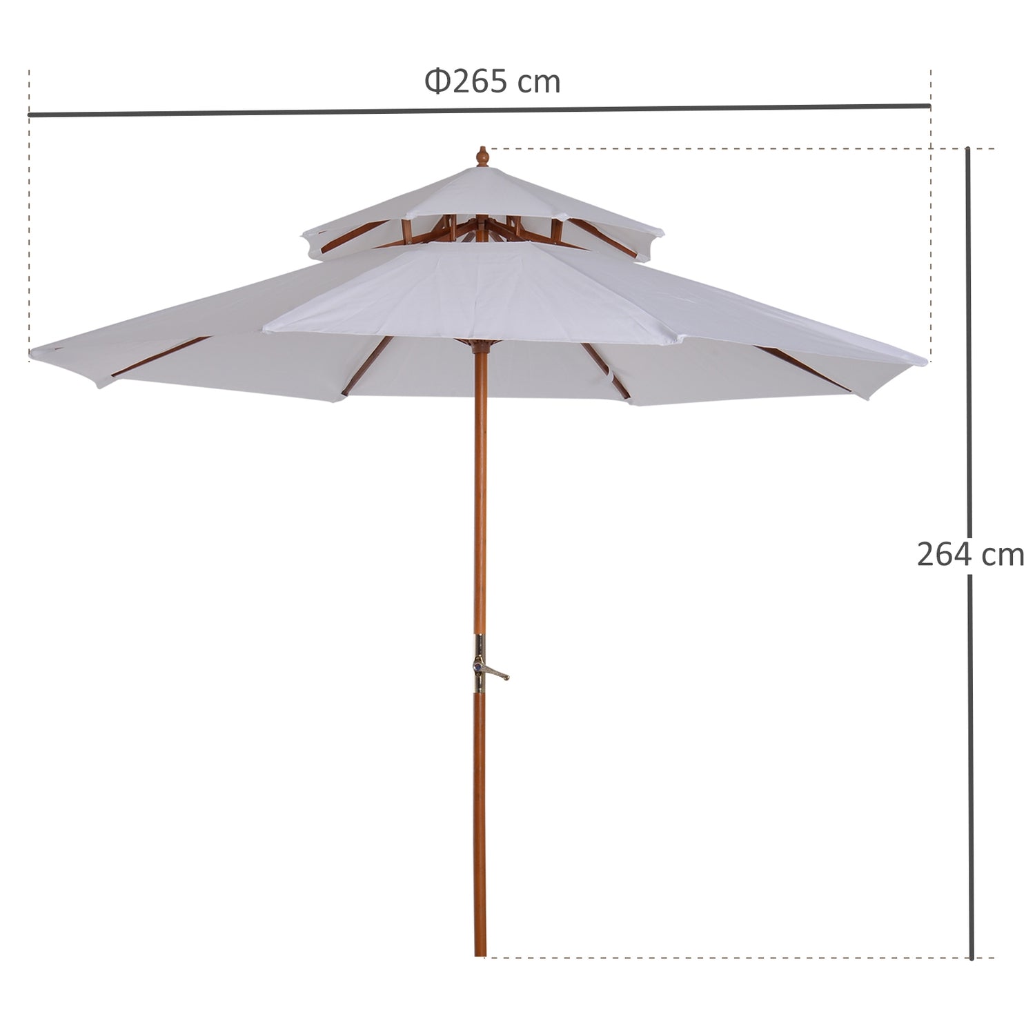 Tuinparasol, dubbel dak, crèmekleurig