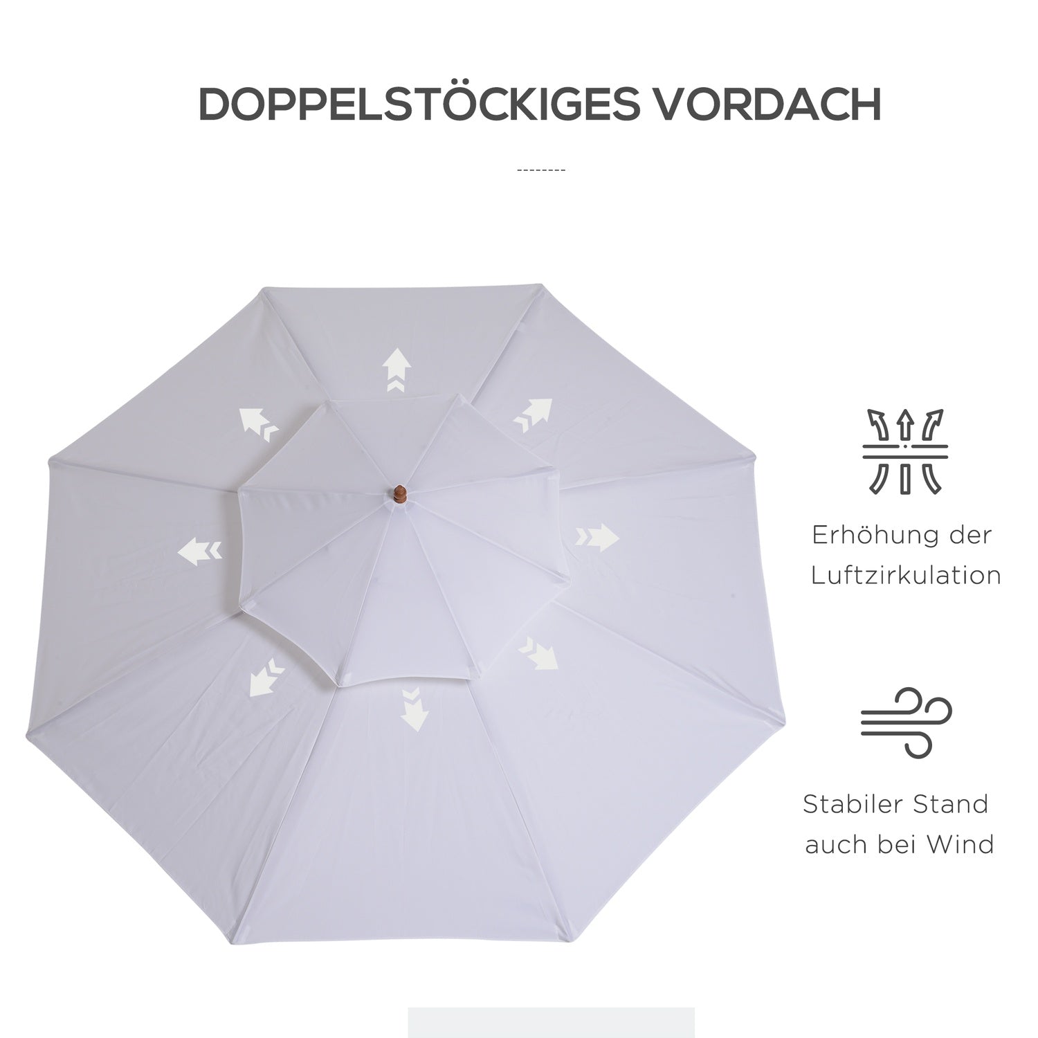 Tuinparasol, dubbel dak, crèmekleurig