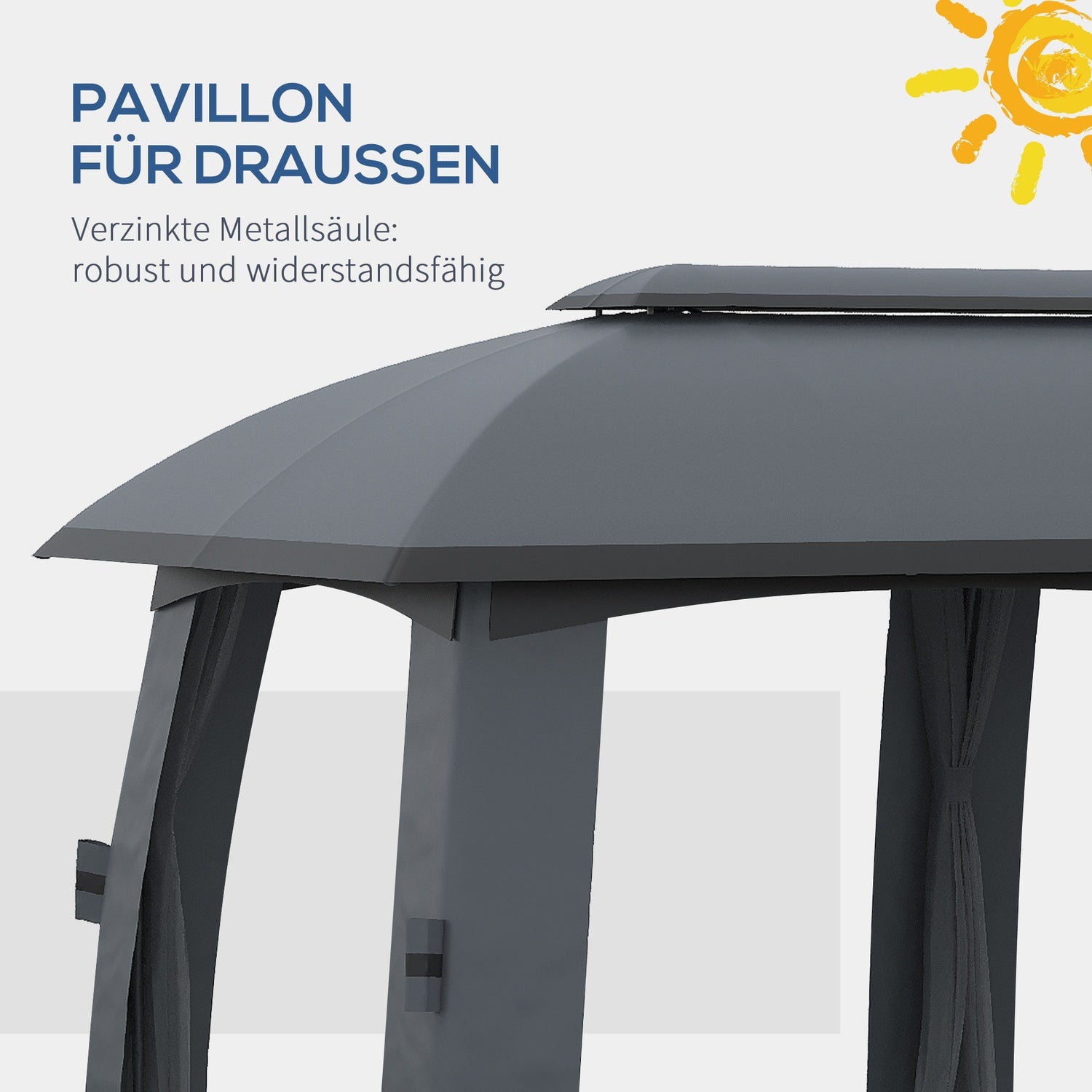 Tuinpaviljoen 3x6m tent, dubbel dak, zijwanden, donkergrijs