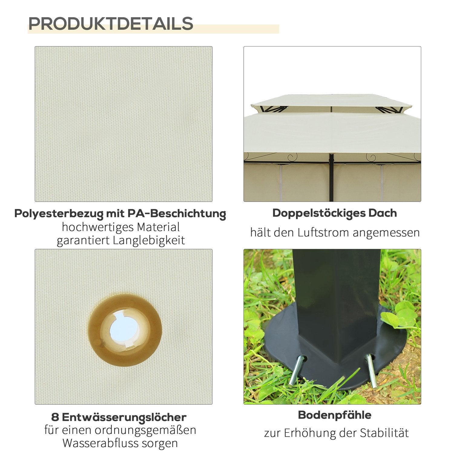 Tuinpaviljoen Dubbel Dak 3x4m Beige voor buitenevenementen