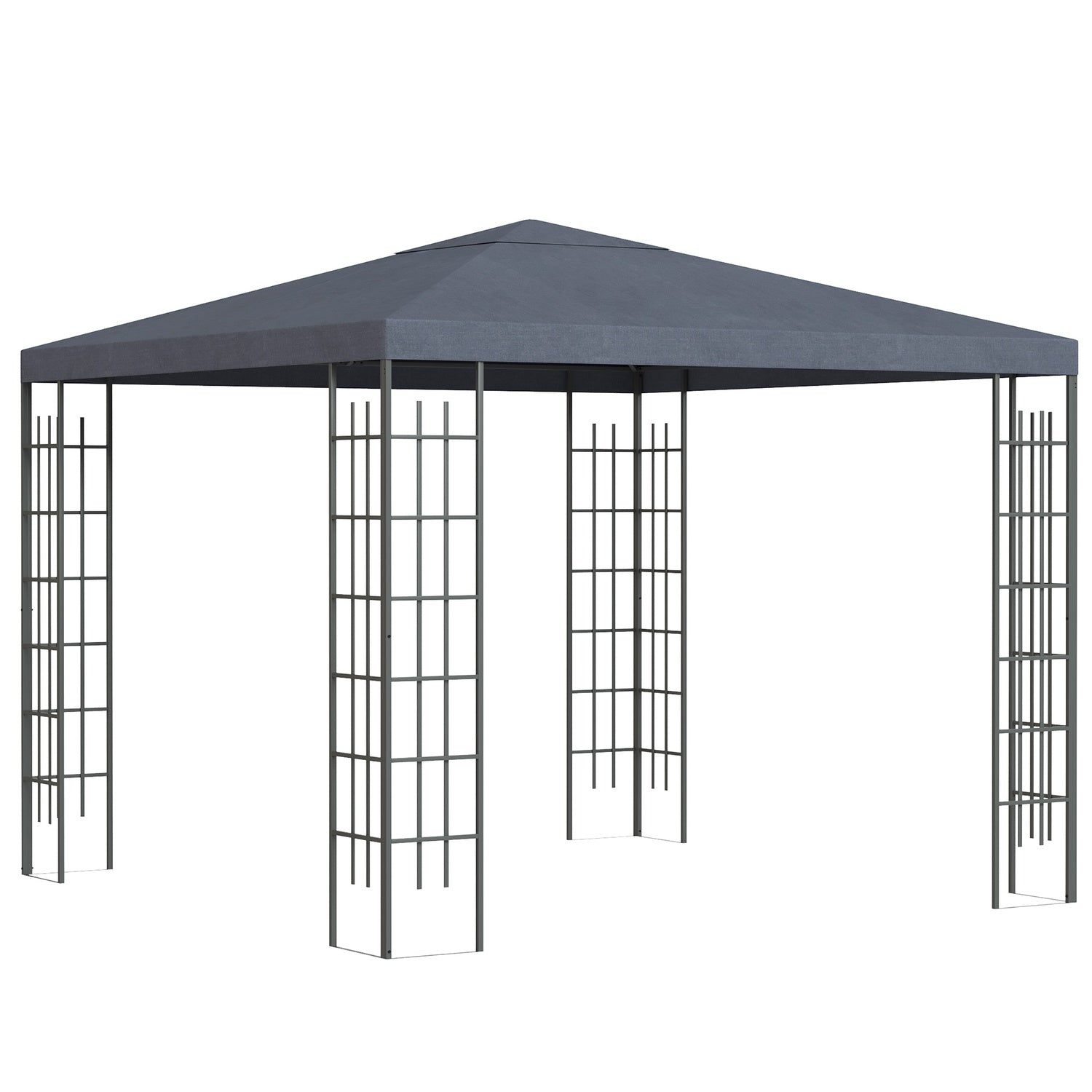 Tuinpaviljoentent 3x3M, Stalen frame, Grijs polyester