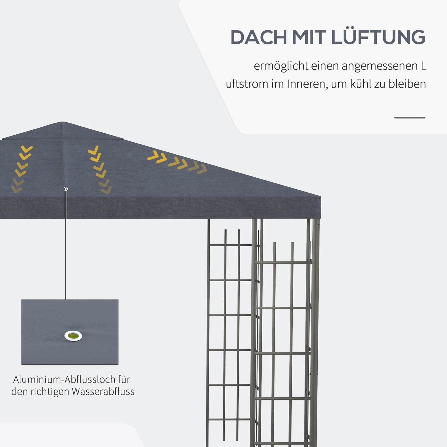 Tuinpaviljoentent 3x3M, Stalen frame, Grijs polyester