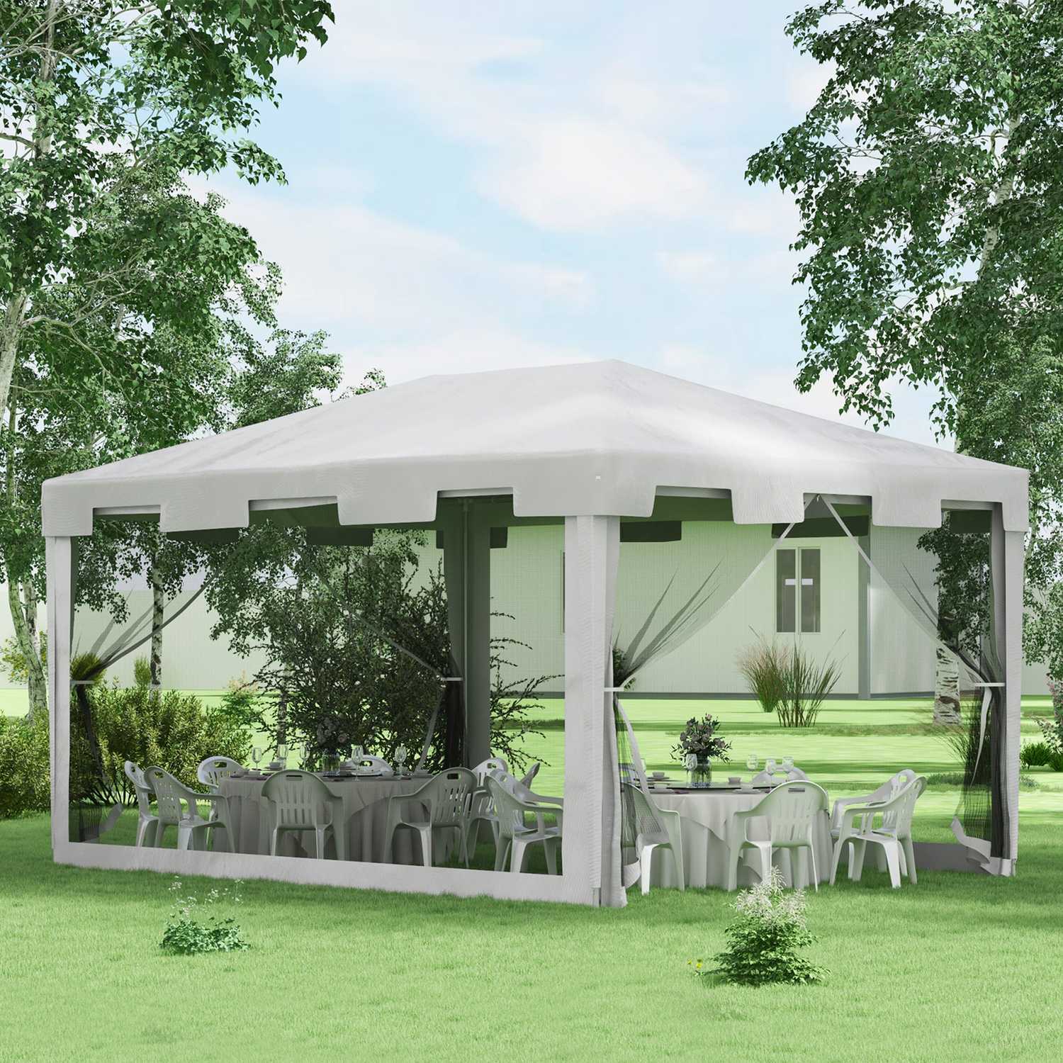 Tuinpaviljoentent 4x3m met netwanden