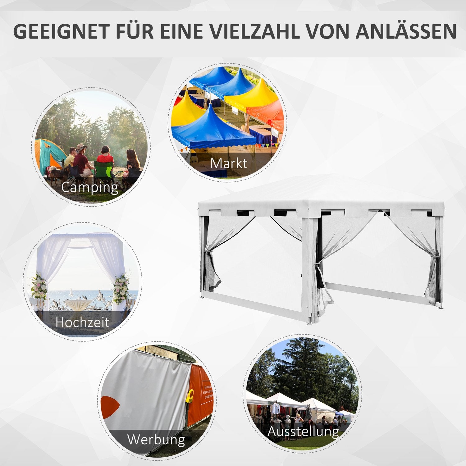 Tuinpaviljoentent 4x3m met netwanden