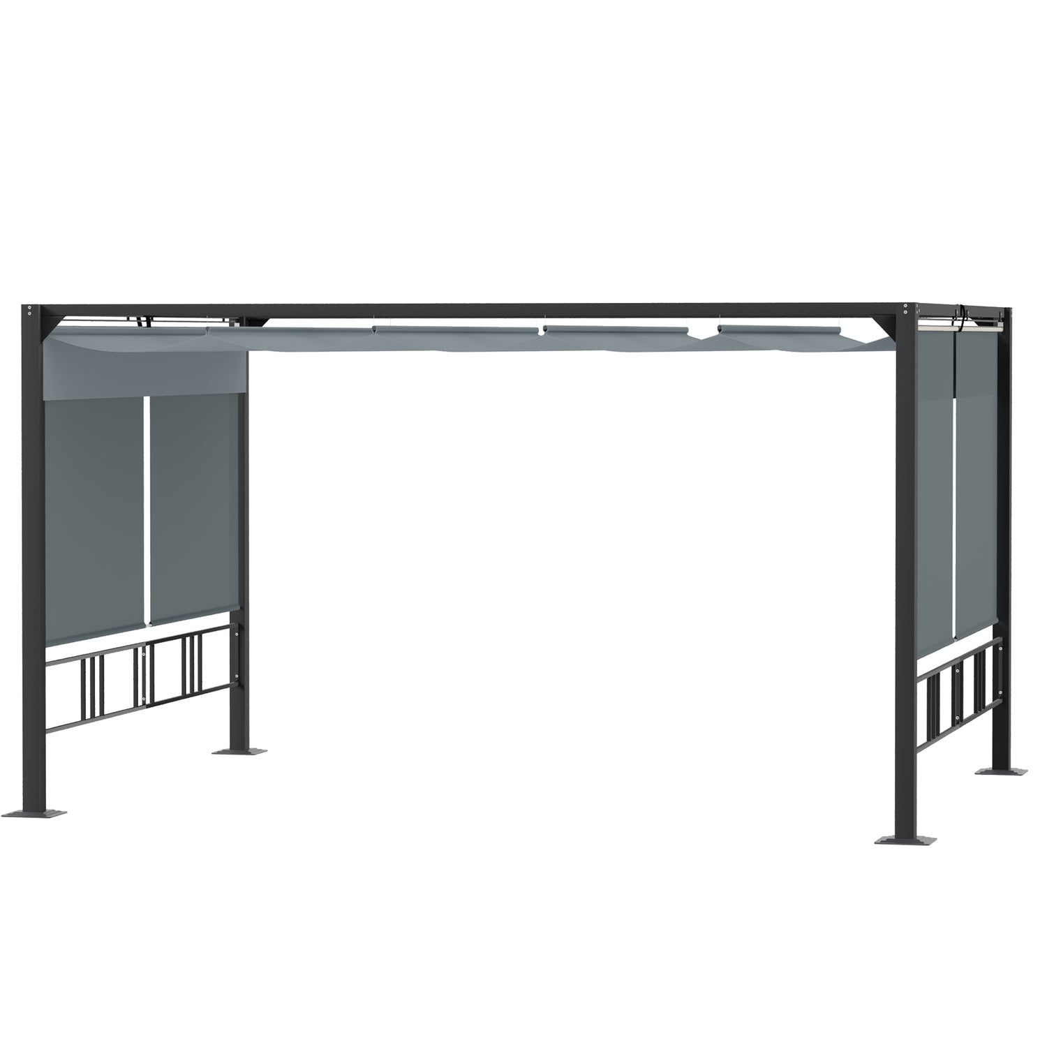 Tuinpergola tuinprieel met zonnescherm en jaloezieën