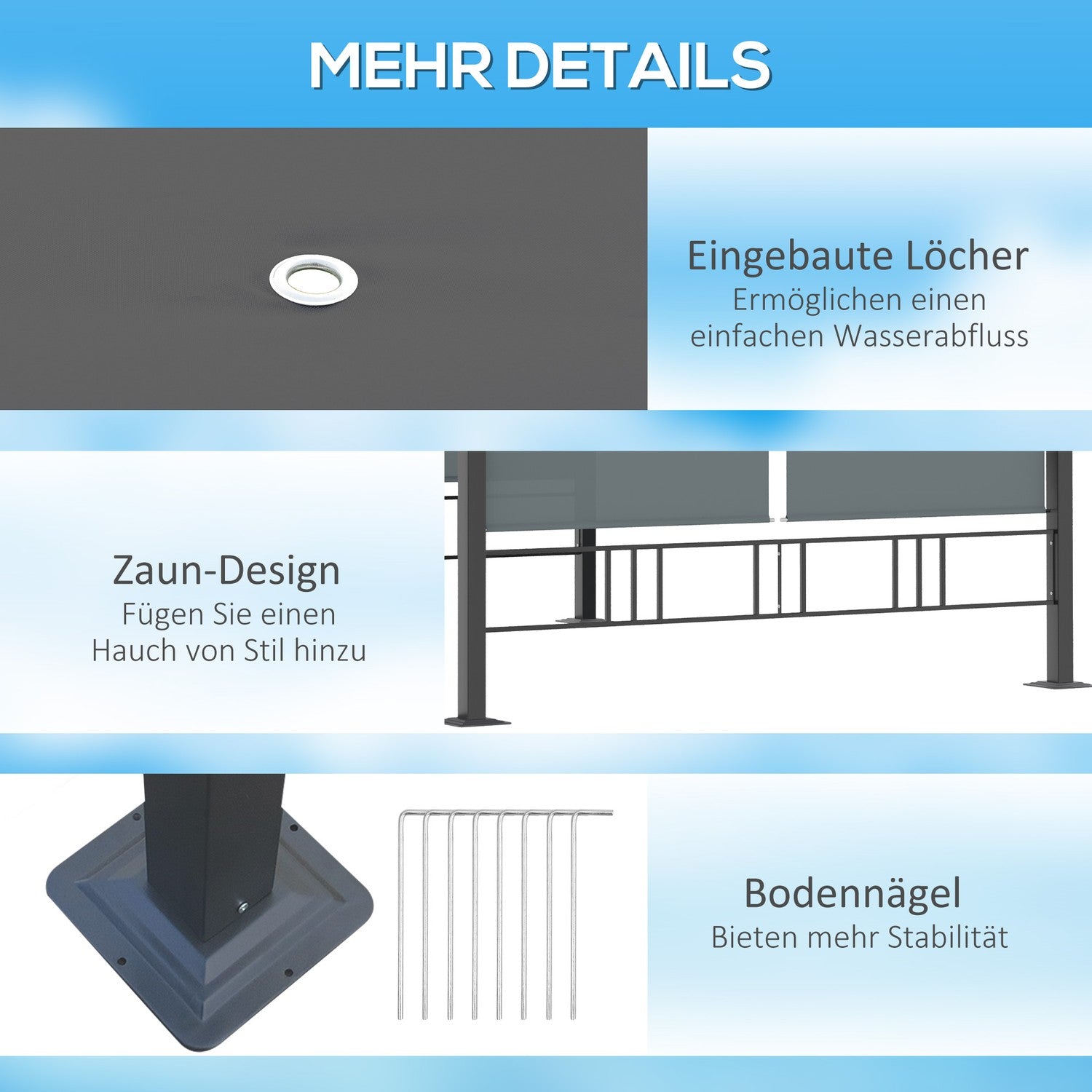 Tuinpergola tuinprieel met zonnescherm en jaloezieën