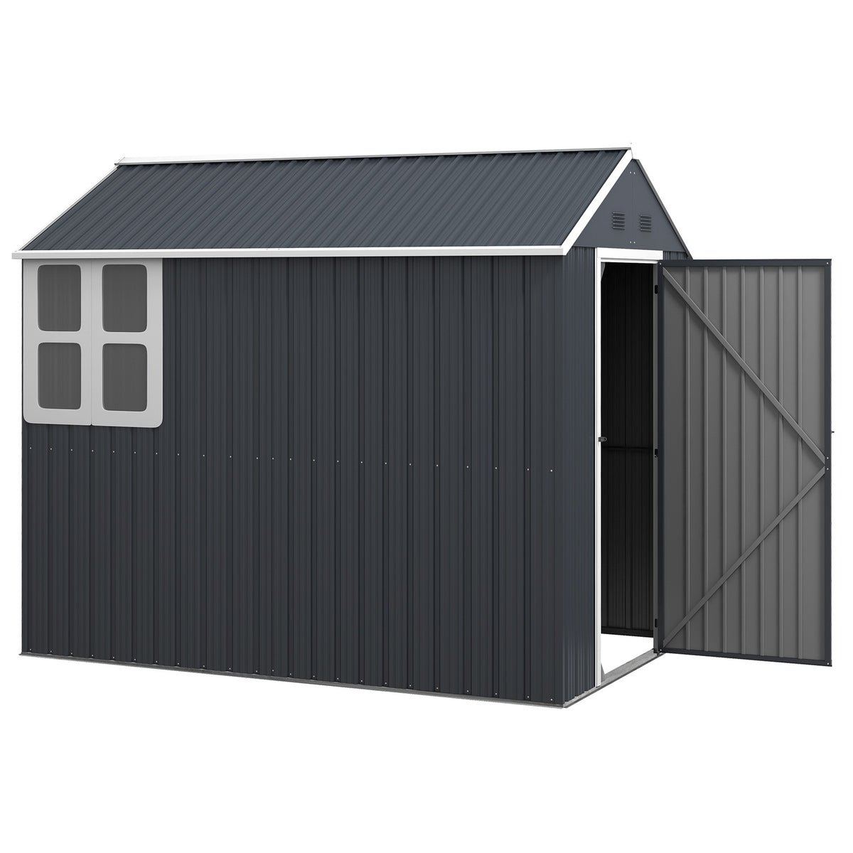 Stalen tuingereedschapsschuur, 4 m² met raam en slot, donkergrijs