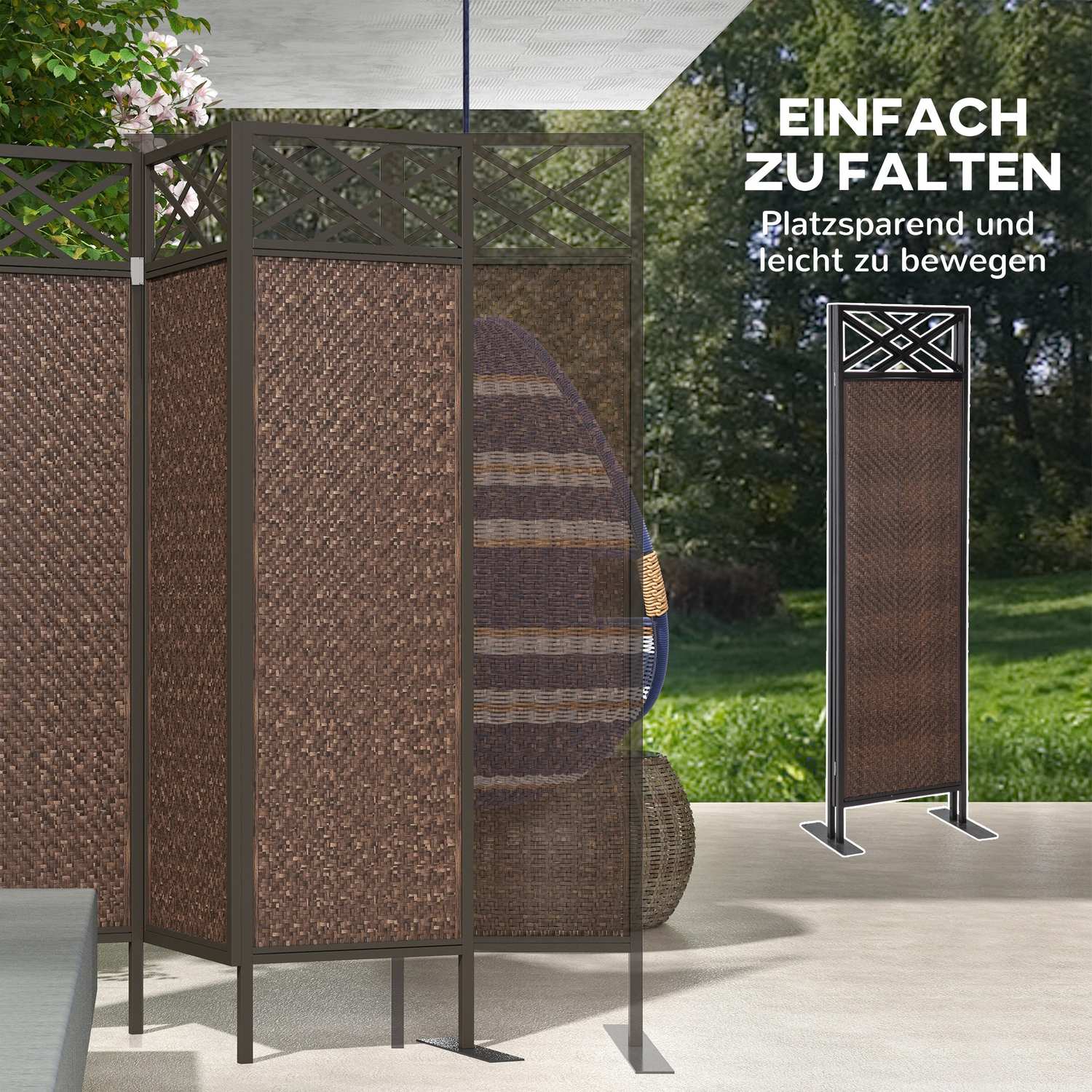 Tuinkamer verdeler, rotan look, UV-bestendig, 148x181 cm