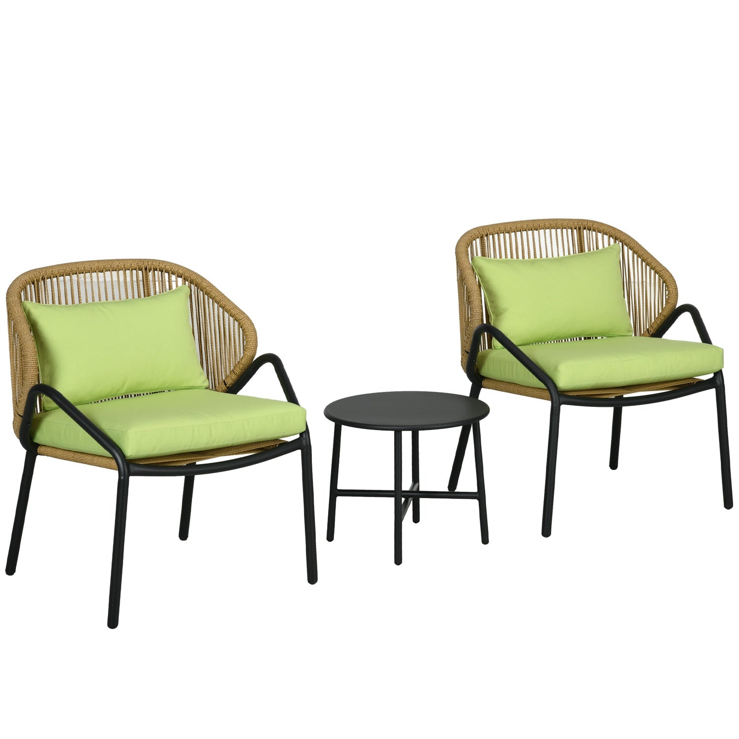 Rotan tuinset: 2 stoelen en tafel, inclusief kussens