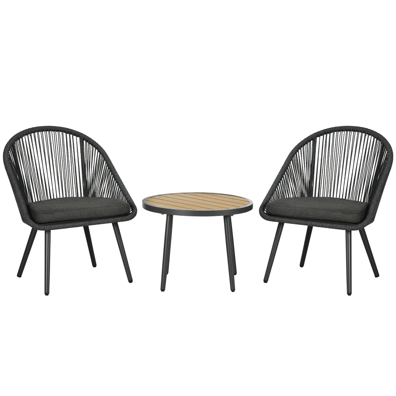 Rotan tuinzitset voor 2 met kussens, donkergrijs