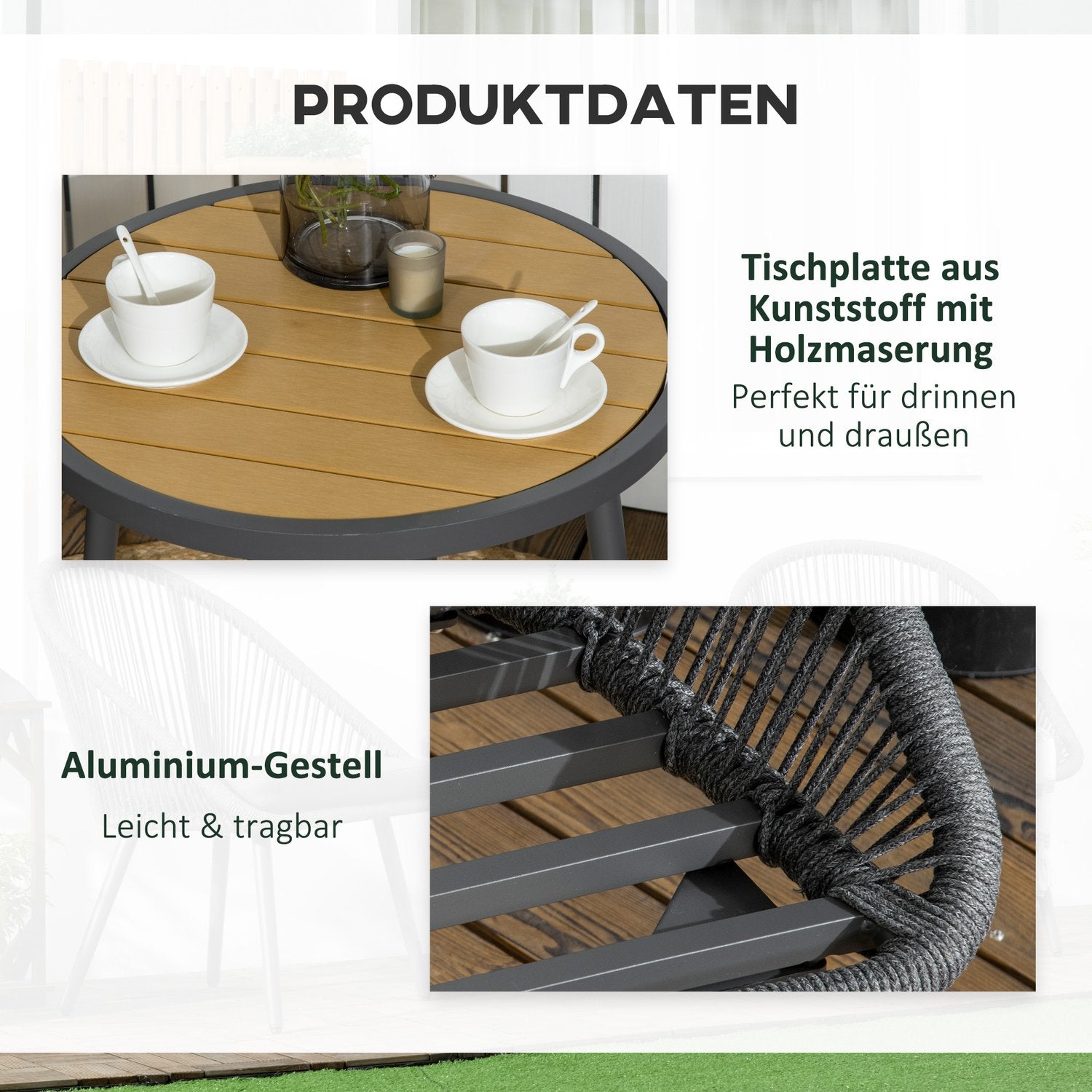 Rotan tuinzitset voor 2 met kussens, donkergrijs