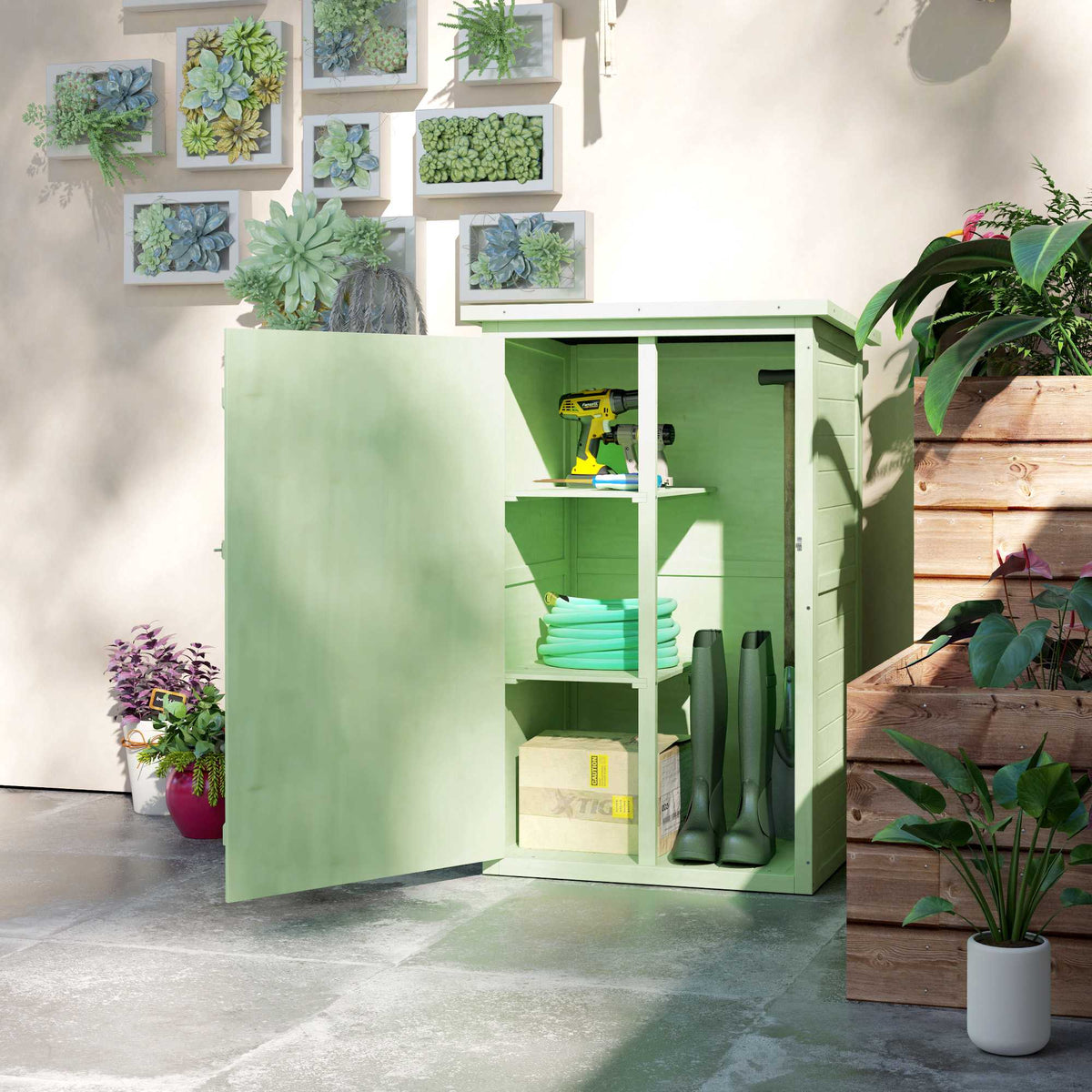 Tuinschuur met planken, afsluitbaar, 75x56x115 cm