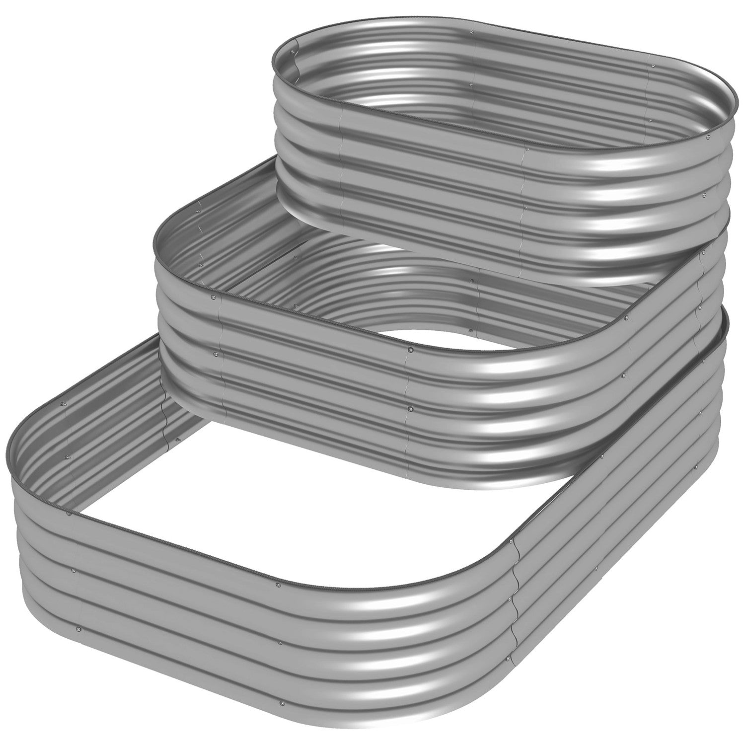 Metalen tuinbed, 3-laags plantenbak, veiligheidsranden