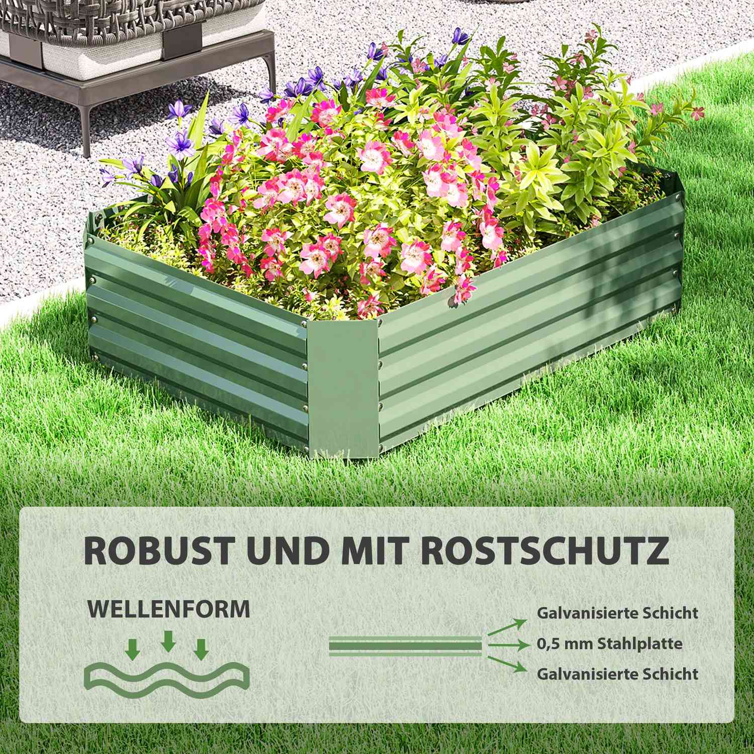 Stalen tuinbed, stapelbaar, 120x90x30 cm