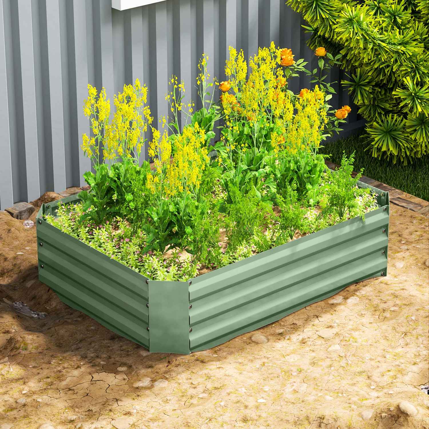 Stalen tuinbed, stapelbaar, 120x90x30 cm