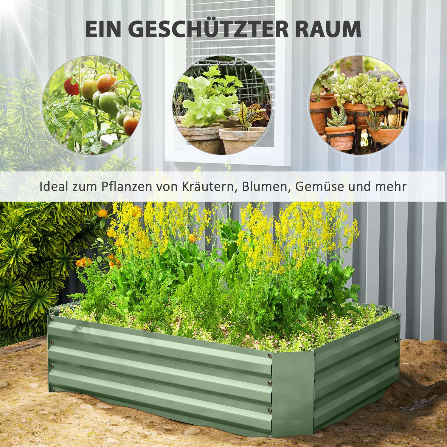Stalen tuinbed, stapelbaar, 120x90x30 cm