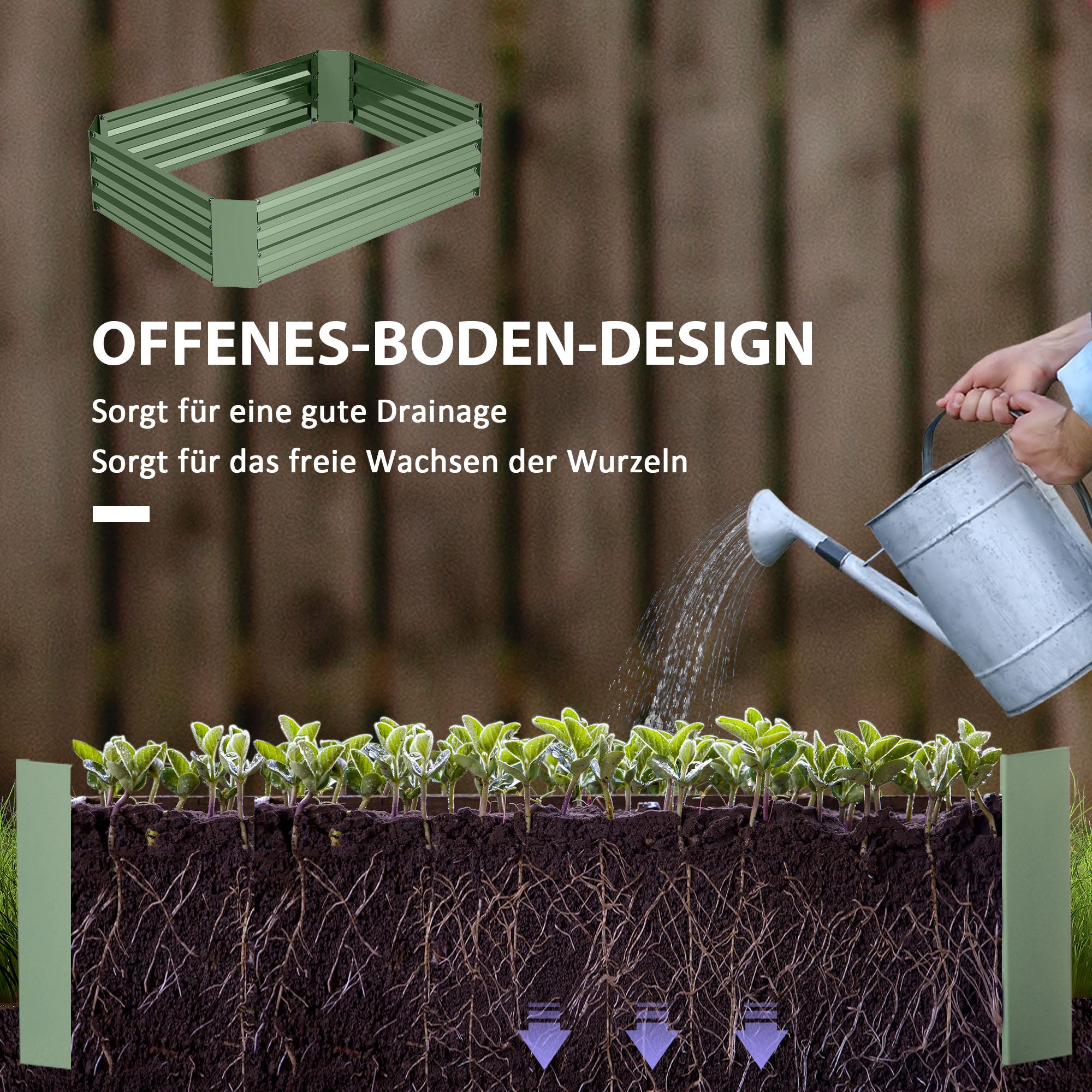 Stalen tuinbed, stapelbaar, 120x90x30 cm