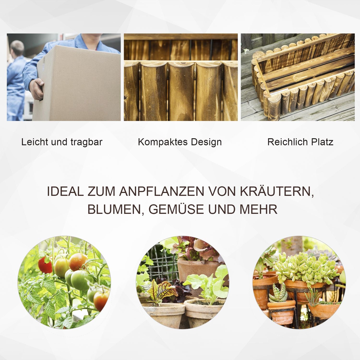 Verhoogd tuinbed van grenen 78x35x30cm voor kruiden & groenten