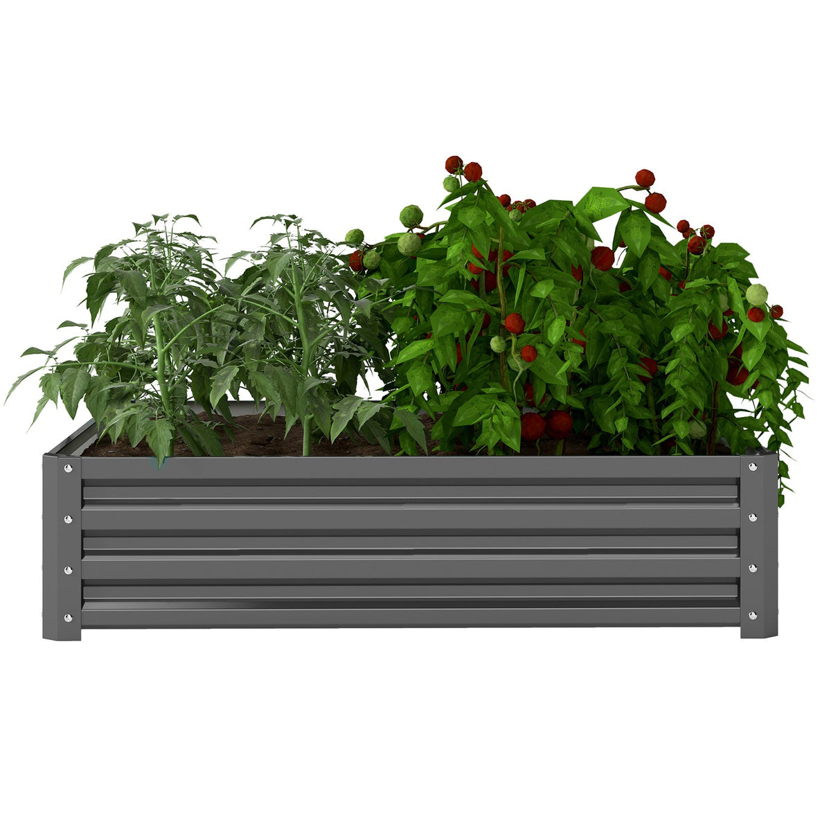 Tuinbed, plantenbak met stalen behuizing, lichtgrijs, 120 x 120 x 30 cm