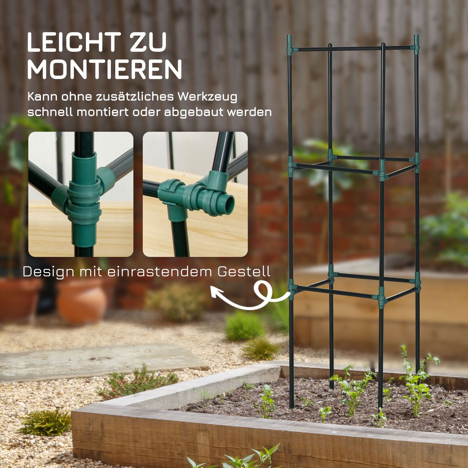 Tuinspalier van staal voor klimplanten, set van 3