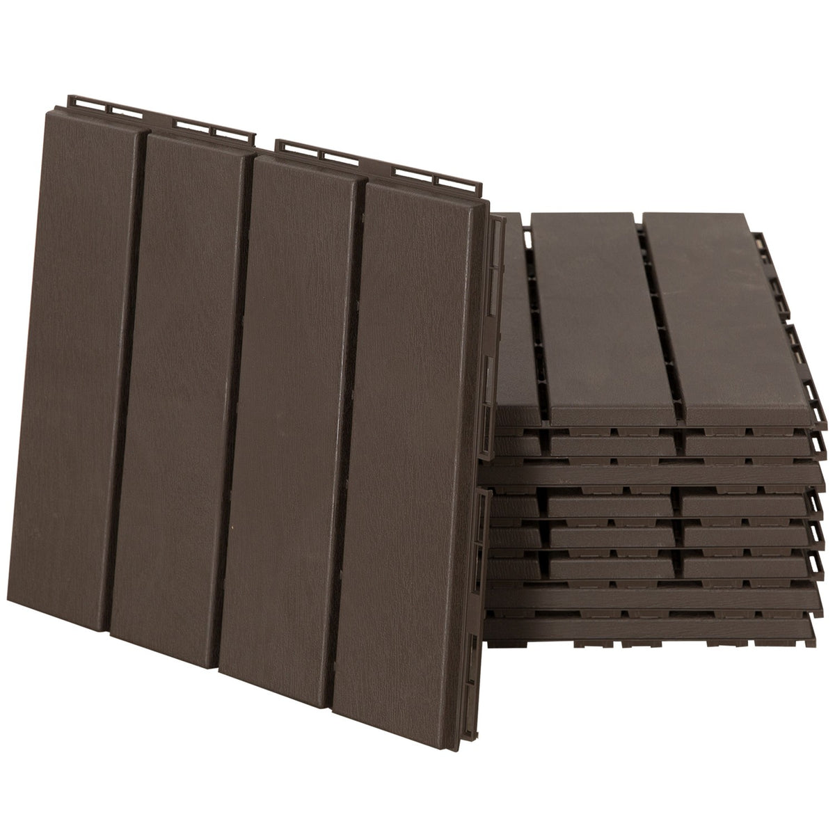 Tuinterras Click Vloertegels, Set van 9, 30x30 cm Bruin