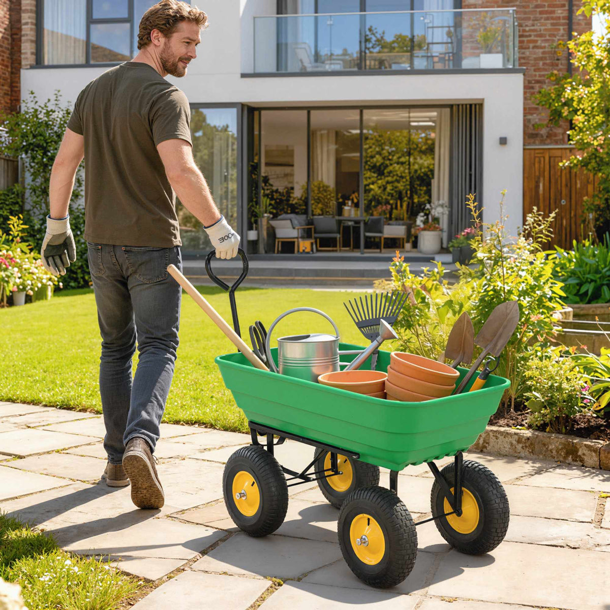 Tuinwagen met kiepfunctie, 75 l, draagvermogen van 200 kg
