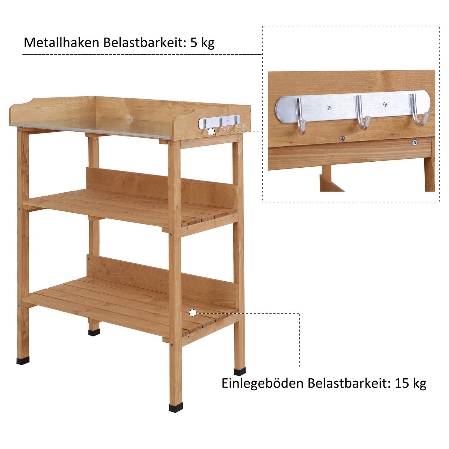 Plantentafel van hout en metaal - duurzaam tuinwerkstation