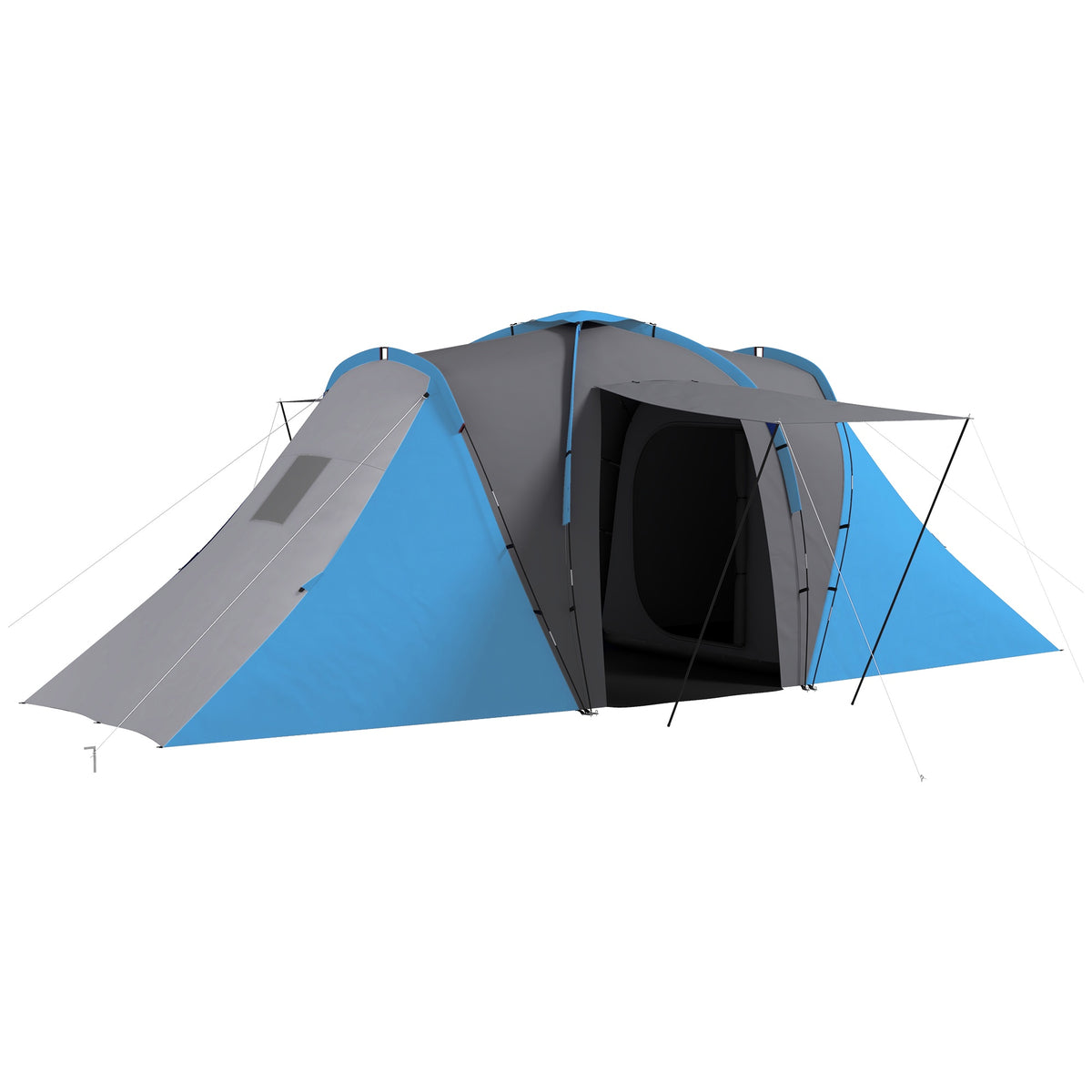 Tunneltent voor 4-6 personen, 2 slaapkamers, waterdichtheid van 2000 mm