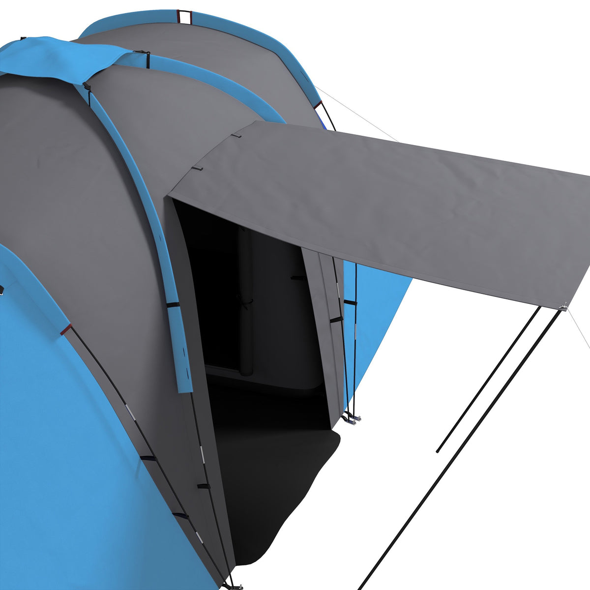 Tunneltent voor 4-6 personen, 2 slaapkamers, waterdichtheid van 2000 mm