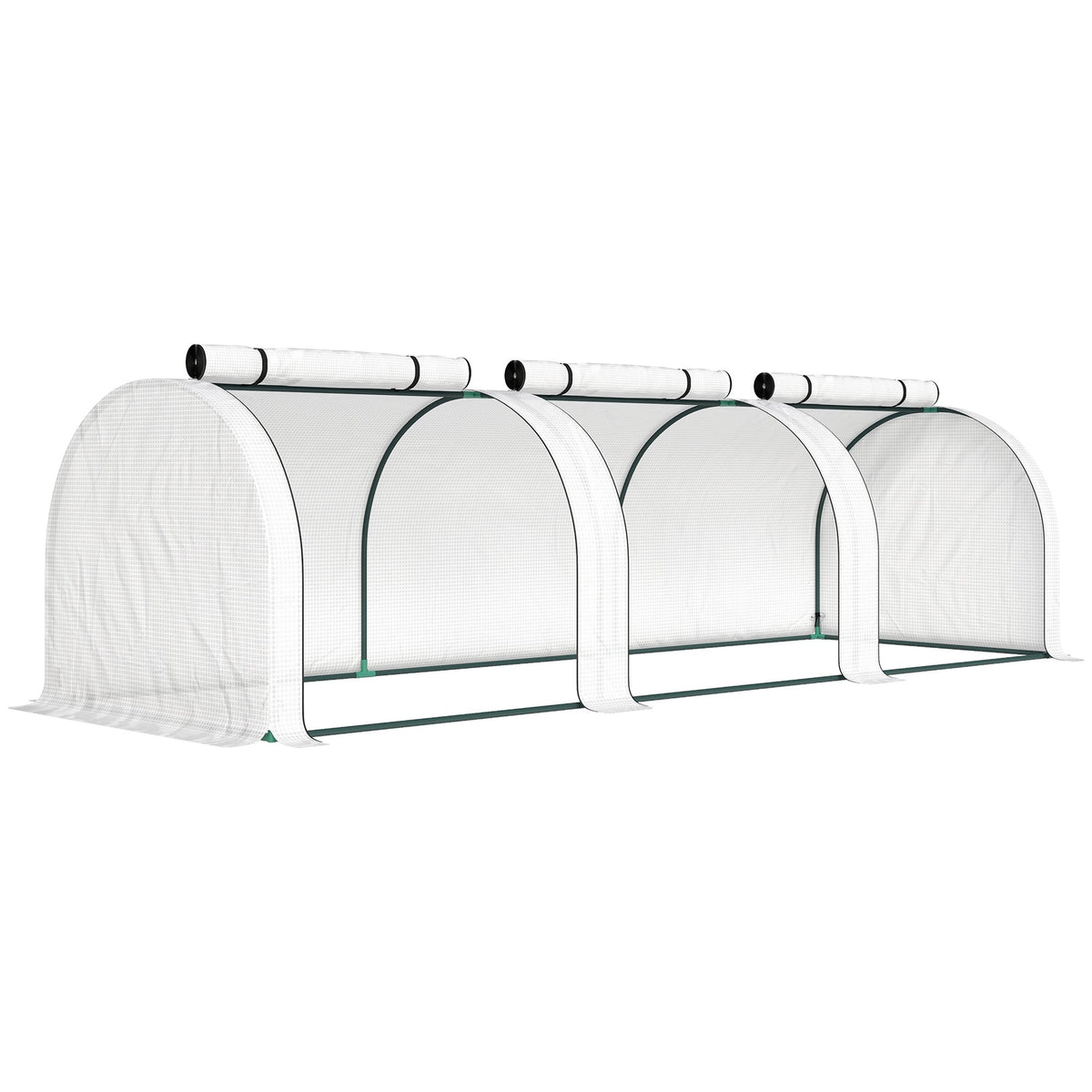 Tunnelkas met 3 ramen met rits, stalen frame, 295x100x80 cm